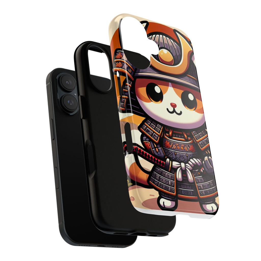 Cute Cat Samurai Phone Case, Kawaii Armor Phone Cover, Unique Pet Gift, Animal Lover Accessory, Fun Tech Protection