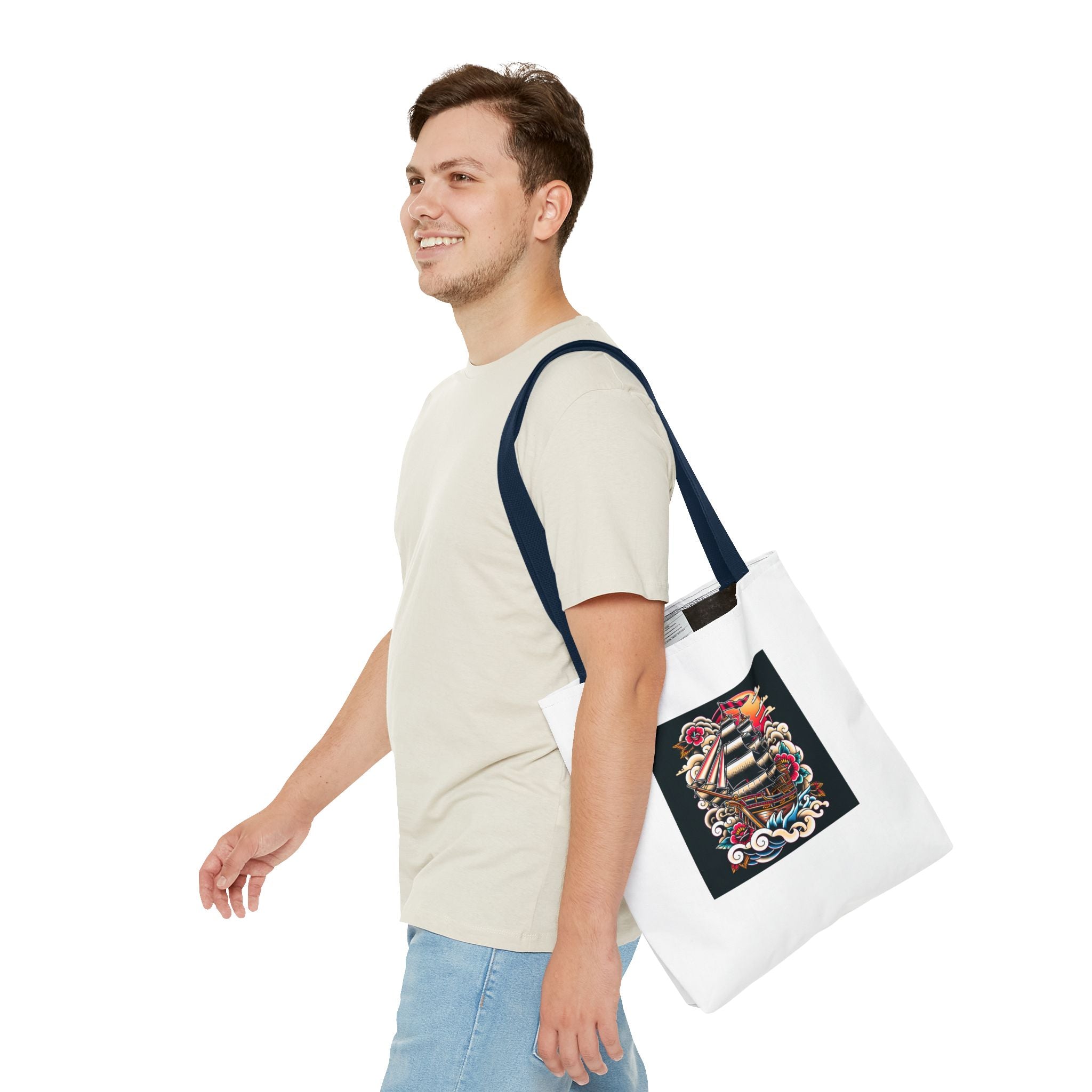 Pirate Ship Tote Bag, Nautical Tote for Adventurers, Eco-Friendly Shopper, Unique Gift for Travelers, Stylish Beach Bag