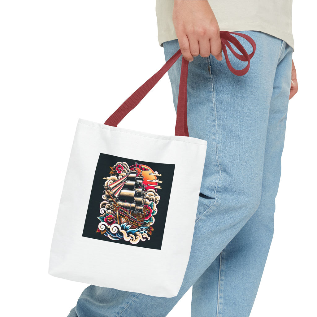 Pirate Ship Tote Bag, Nautical Tote for Adventurers, Eco-Friendly Shopper, Unique Gift for Travelers, Stylish Beach Bag