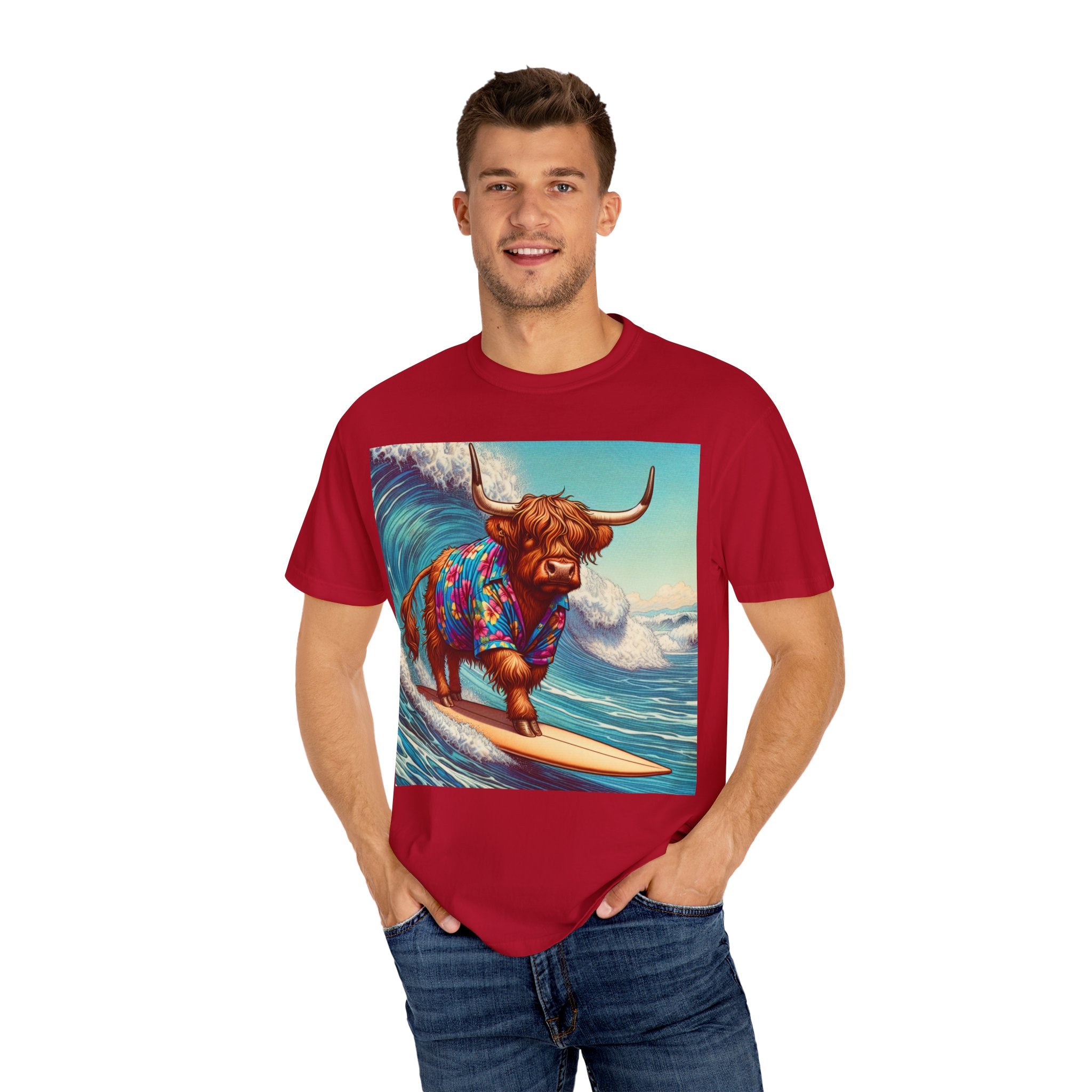 Surfing Highland Cow Unisex T-shirt | Fun Casual Tee for Summer Adventures, Beach Days, Gifts for Cow Lovers, Surfing Enthusiasts, [...]
