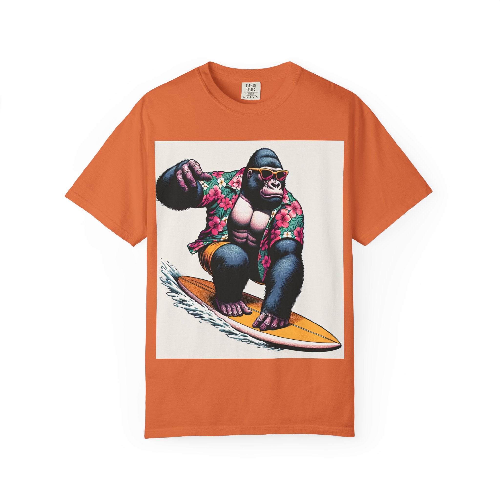 Surfing Gorilla T-Shirt, Casual Beachwear, Summer Gift, Graphic Tee, Unisex T-Shirt, Fun Vacation Apparel