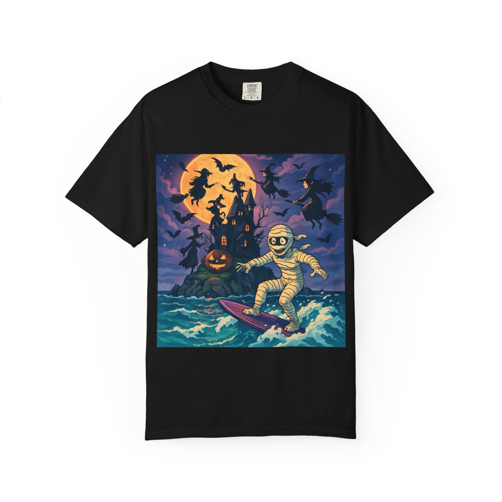 Surfer Moonlight T-Shirt - Garment-Dyed Unisex Tee, Beach Vibes, Summer Essentials, Retro Art, Gift for Surfers