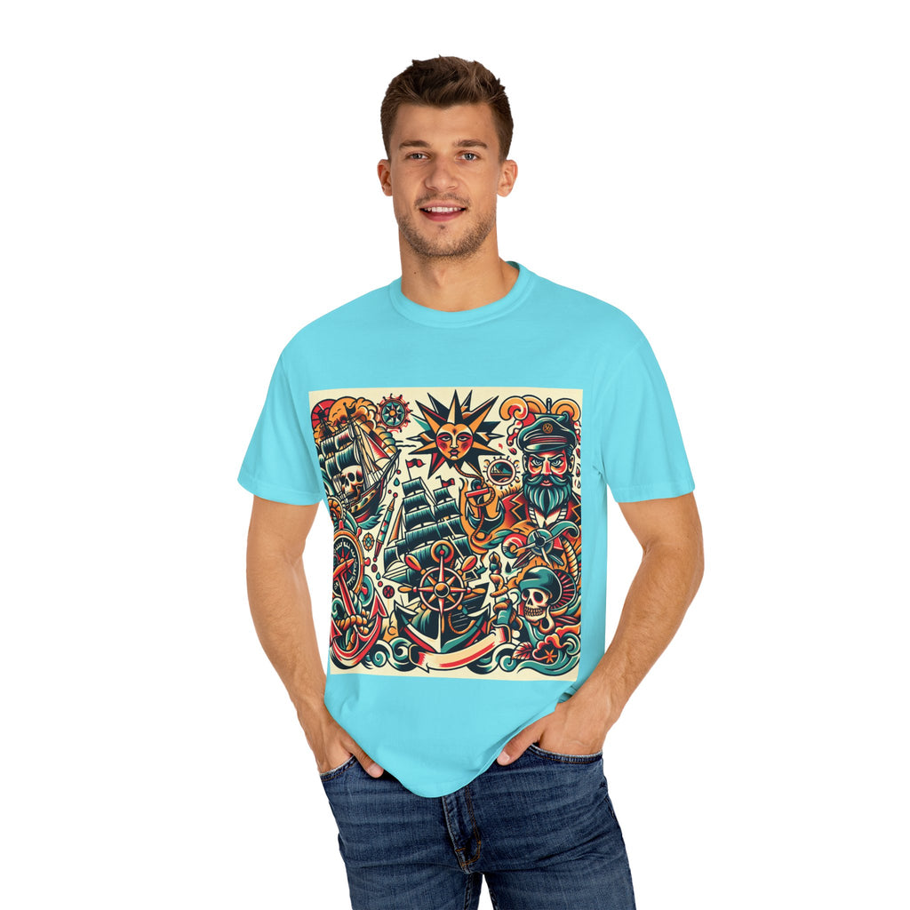 Nautical Adventure T-Shirt | Pirate Art Tee, Unisex Graphic Shirt, Summer Casual Wear, Gift for Sailors, Bold Streetwear