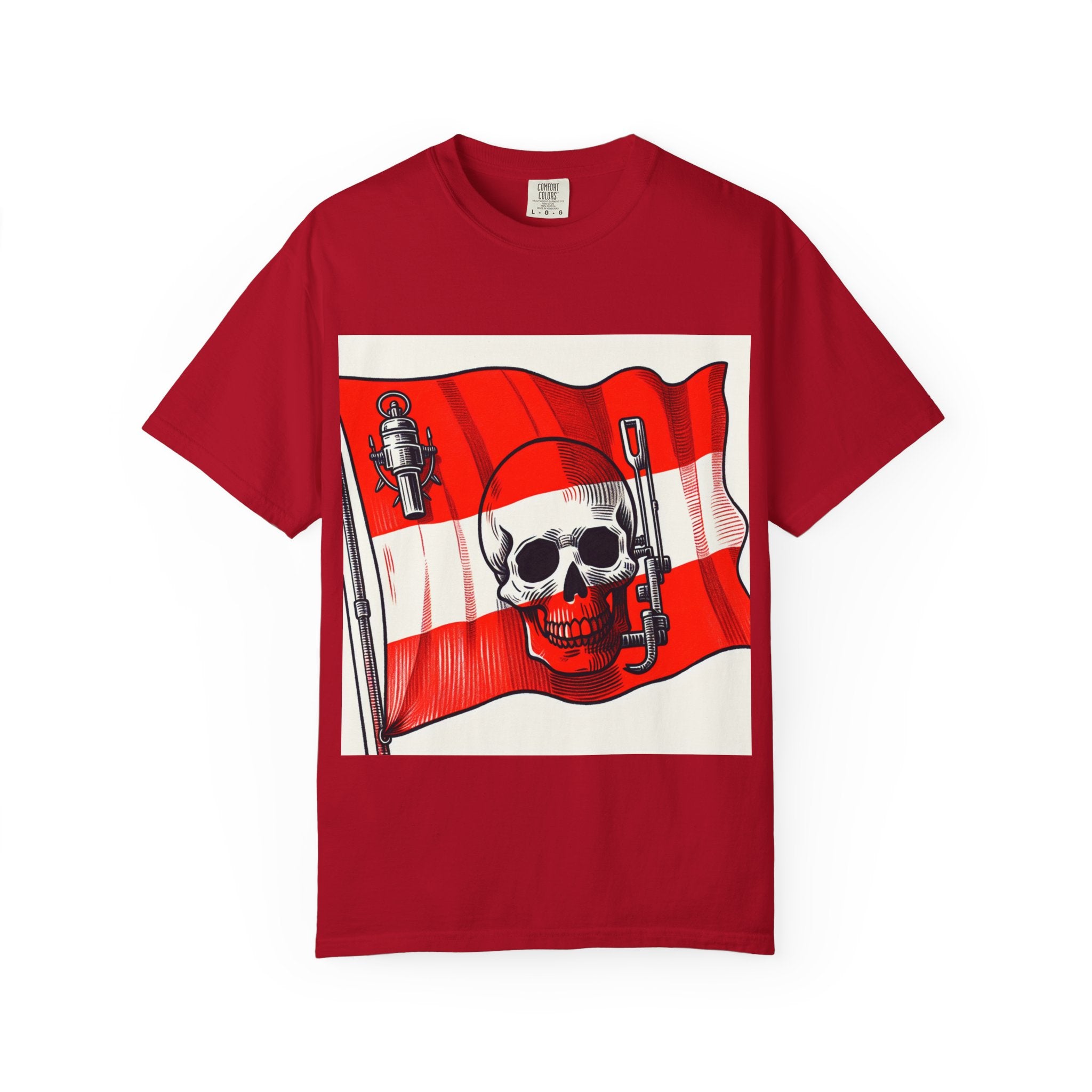 Skull and Flag Unisex T-Shirt, Casual Wear, Graphic Tee, Street Style Fashion, Unique Gift, Summer Outfit