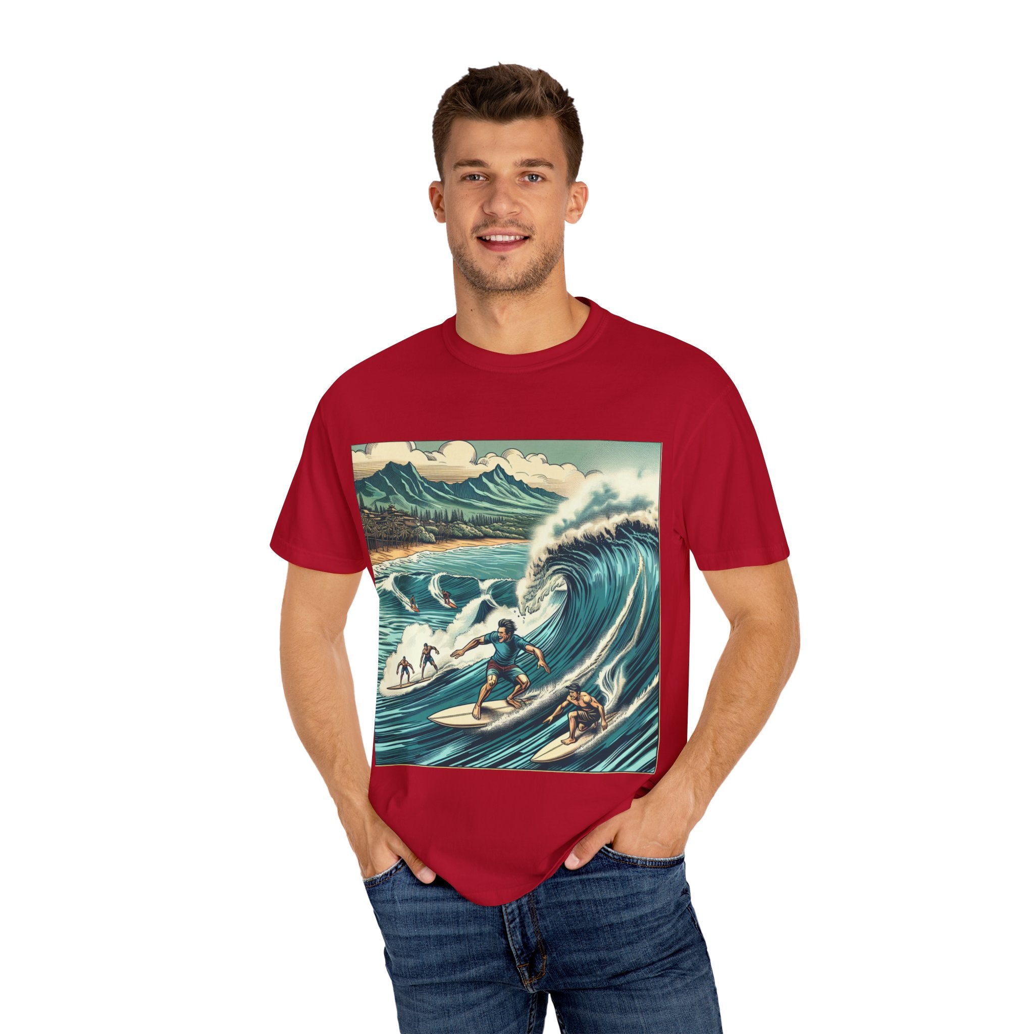 Surfing Waves T-Shirt, Relaxed Summer Style, Beach Lovers Gift, Unisex Tee, Vintage Surf Art, Summer Fun Apparel