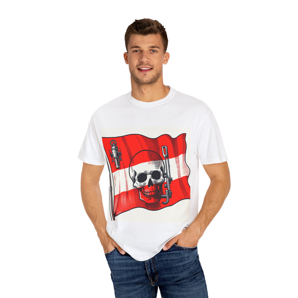 Skull and Flag Unisex T-Shirt, Casual Wear, Graphic Tee, Street Style Fashion, Unique Gift, Summer Outfit
