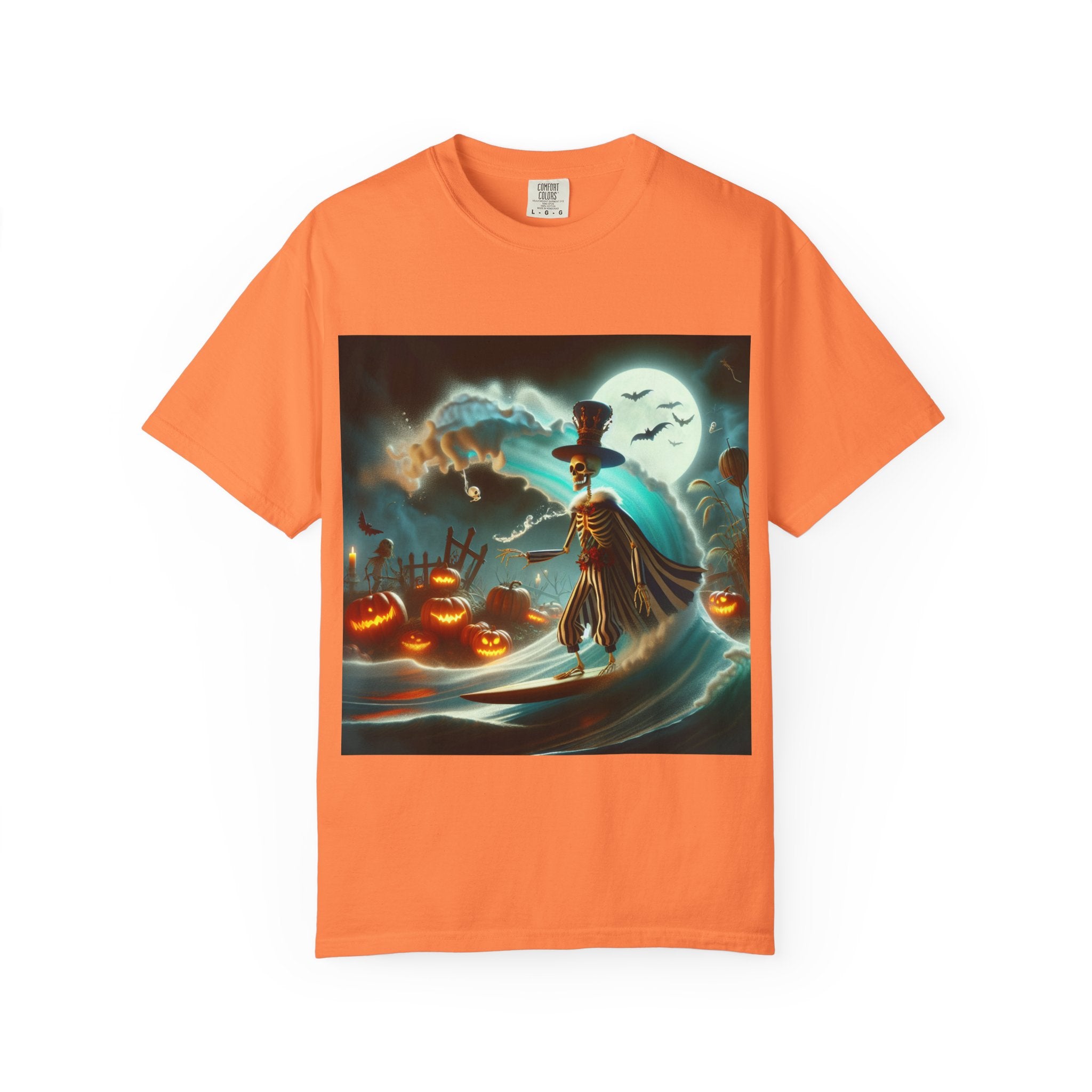 Halloween Themed Unisex Garment-Dyed T-shirt, Spooky Shirt, Pumpkin Tee, Fall Fashion, Ghostly Vibes, Gift for Halloween Lovers
