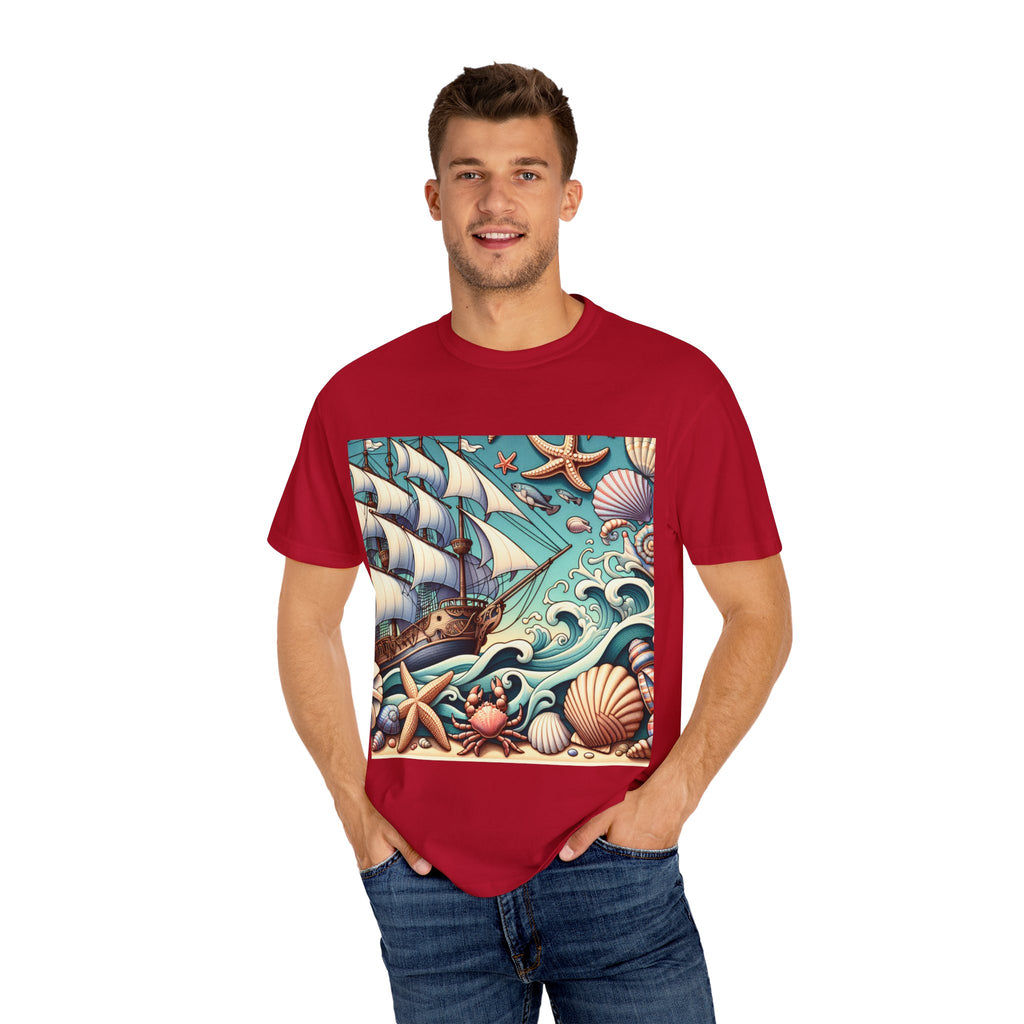 Nautical Adventure T-Shirt - Relaxed Fit, Beach Lover's Gift, Ocean Theme, Vacation Wear, Summer Style, Graphic Tee