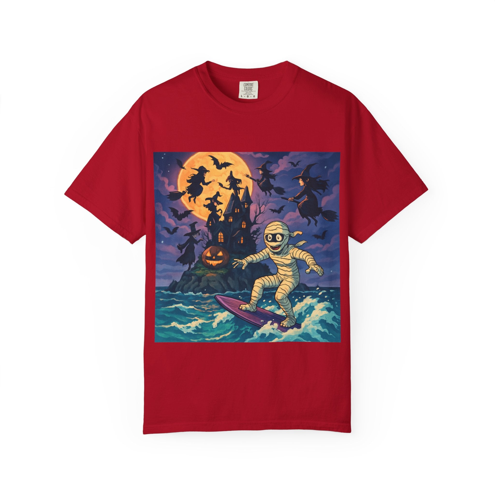 Surfer Moonlight T-Shirt - Garment-Dyed Unisex Tee, Beach Vibes, Summer Essentials, Retro Art, Gift for Surfers