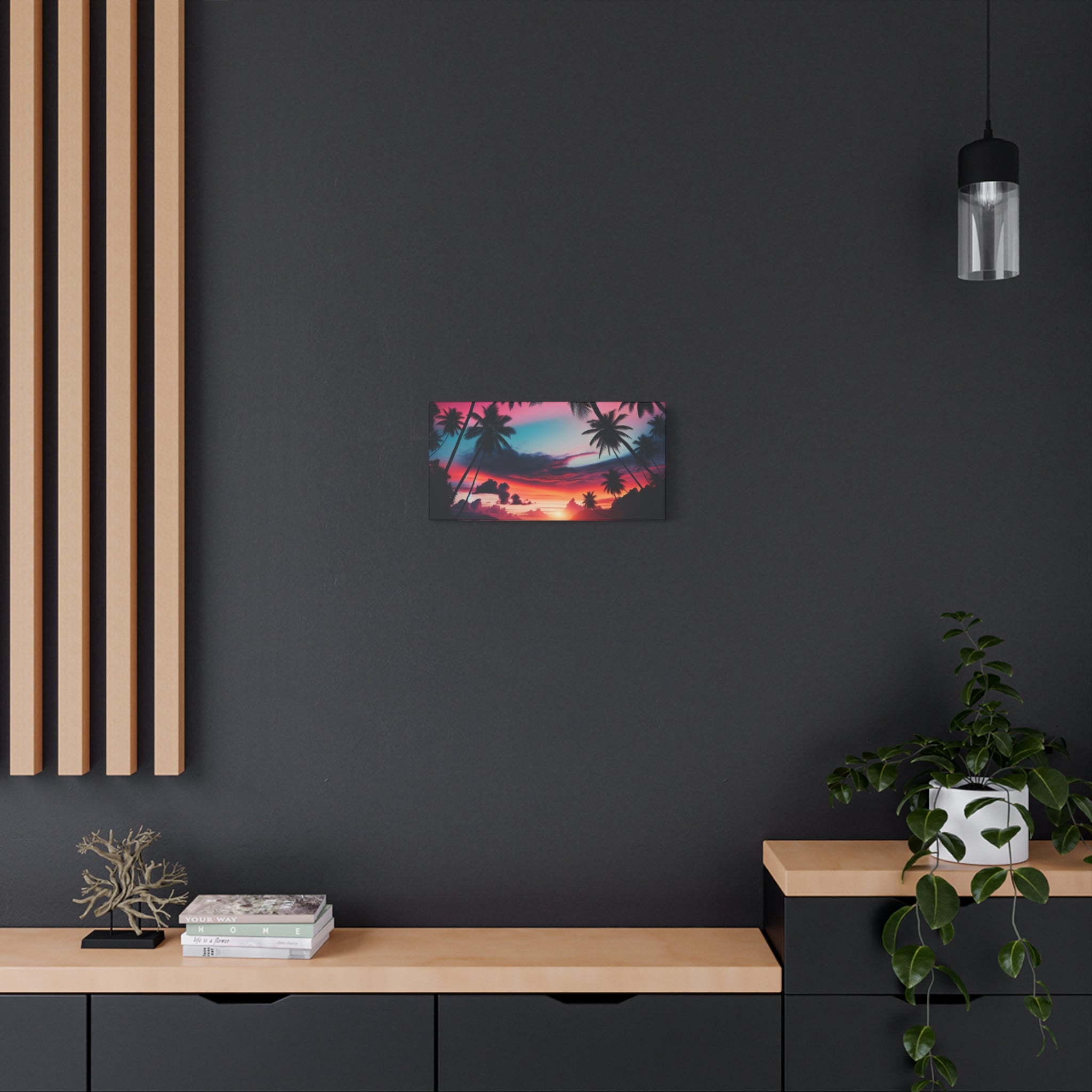 Tropical Sunset Wall Art Canvas, Colorful Beach Decor, Home Decoration, Gift for Art Lovers, Summer Vibe