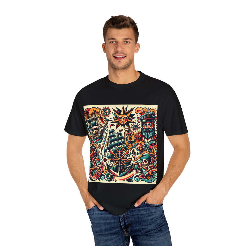 Nautical Adventure T-Shirt | Pirate Art Tee, Unisex Graphic Shirt, Summer Casual Wear, Gift for Sailors, Bold Streetwear