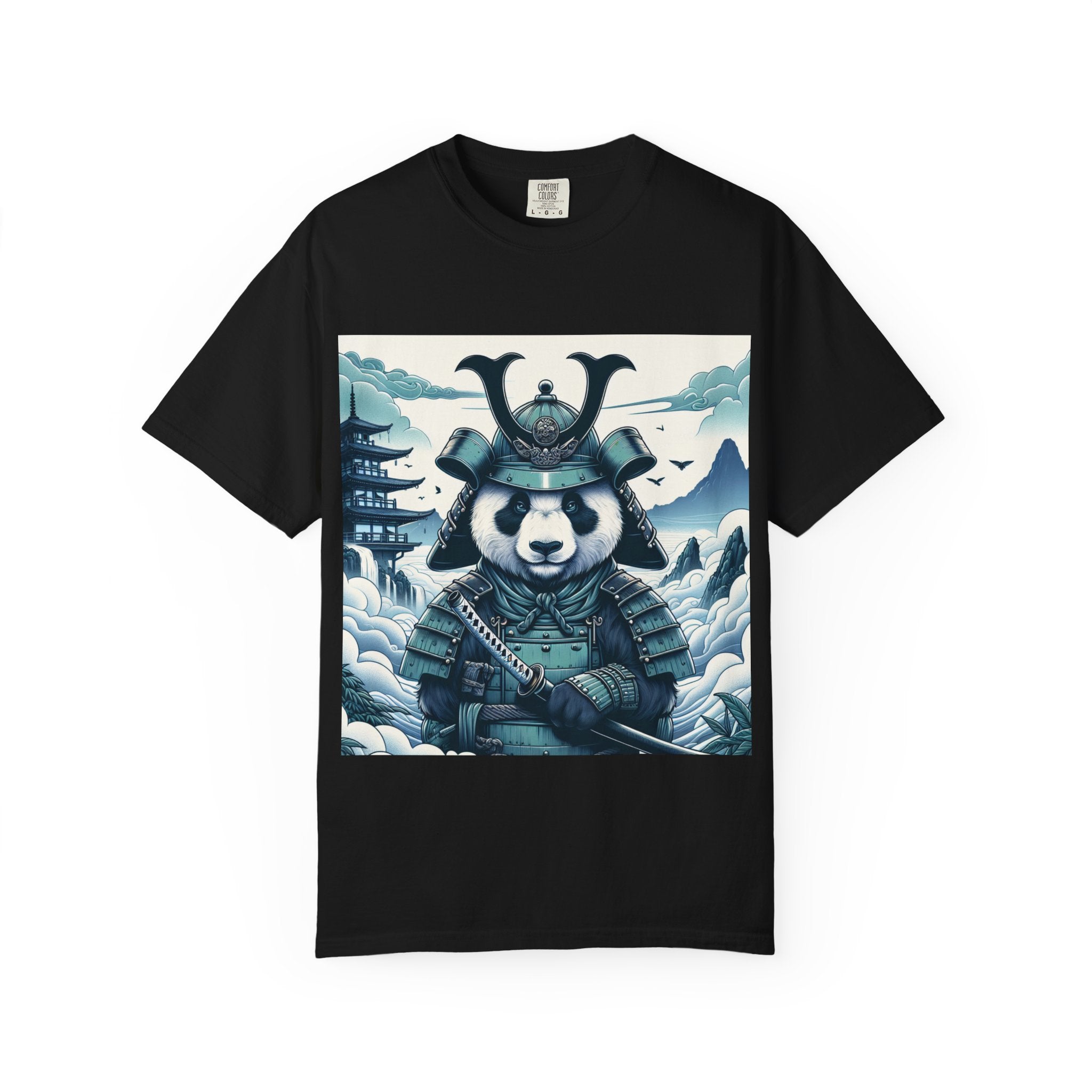 Samurai Panda T-Shirt - Unique Garment-Dyed Tee for Animal Lovers, Anime Fans, Gifts, Casual Wear, Birthday Celebrations