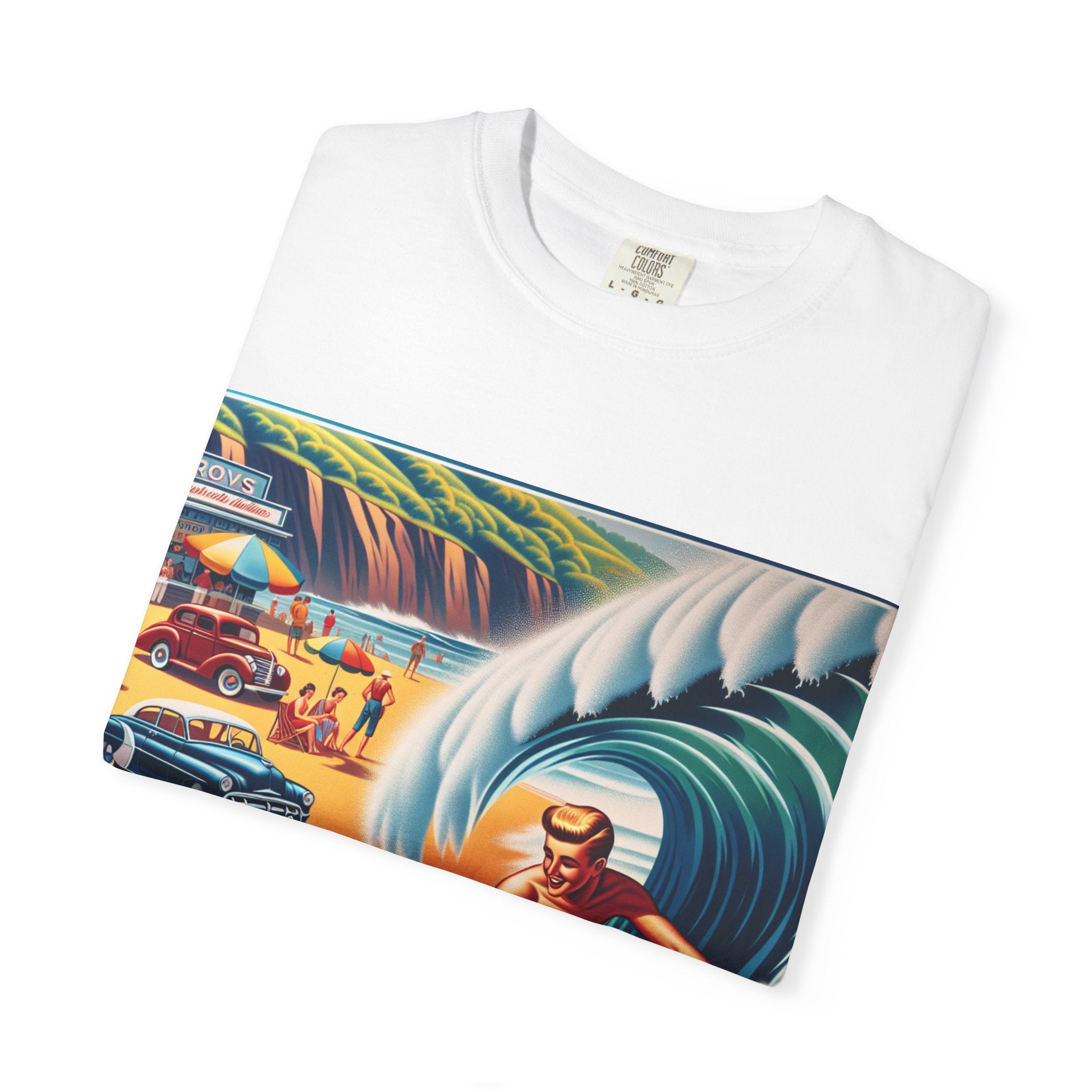 Vintage Surfing T-Shirt, Beach Vibes Tee, Unisex Garment-Dyed Shirt, Summer Apparel, Perfect for Surfers, Surfing Lovers Gift