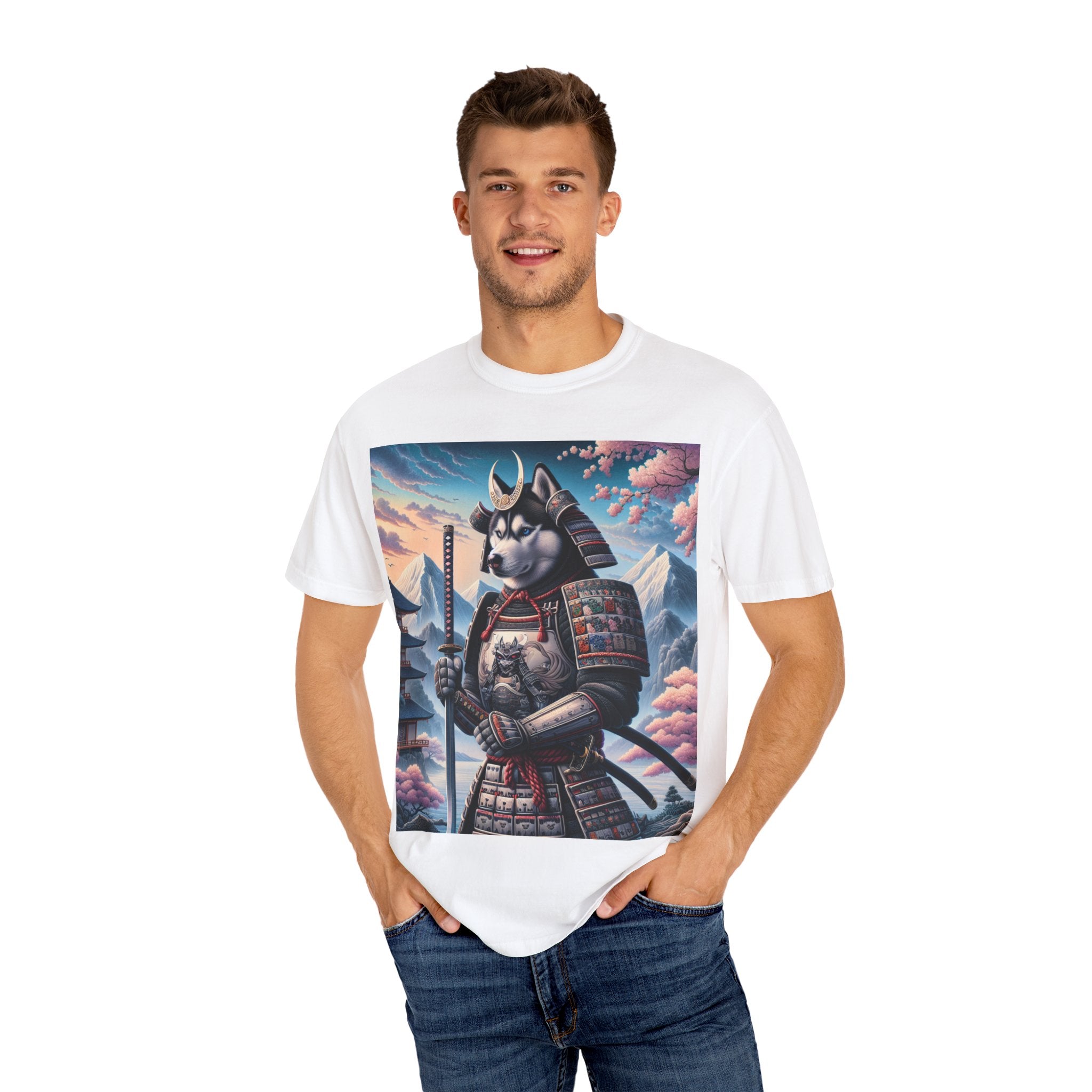 Samurai Cat T-Shirt, Unisex Graphic Tee, Vintage Style Shirt, Fun Casual Wear, Gift for Animal Lovers, Unique Artwork Apparel