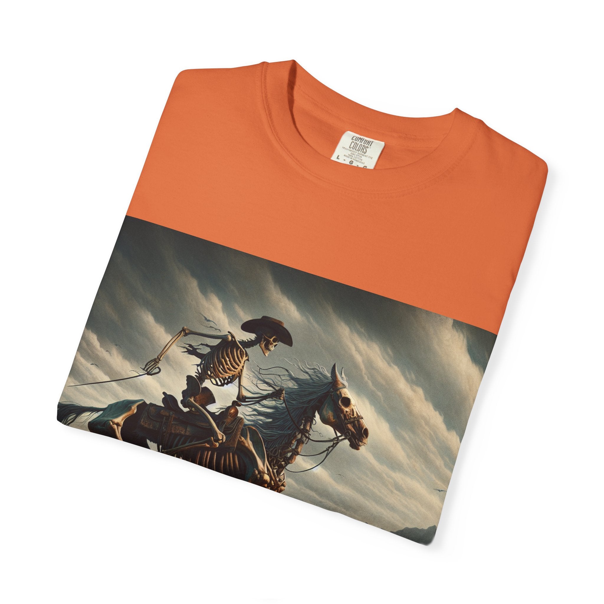 Skeleton Horse Rider T-Shirt, Unisex Graphic Tee for Halloween, Gift for Animal Lovers, Casual Wear, Vintage Style Apparel