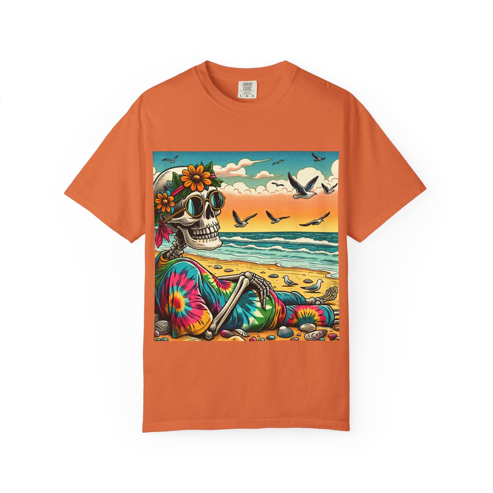 Beach Vibes Skull Graphic Tee | Unisex Summer Shirt, Bohemian Fashion, Festival Wear, Eco-Friendly Tee, Casual Vacation Outfit