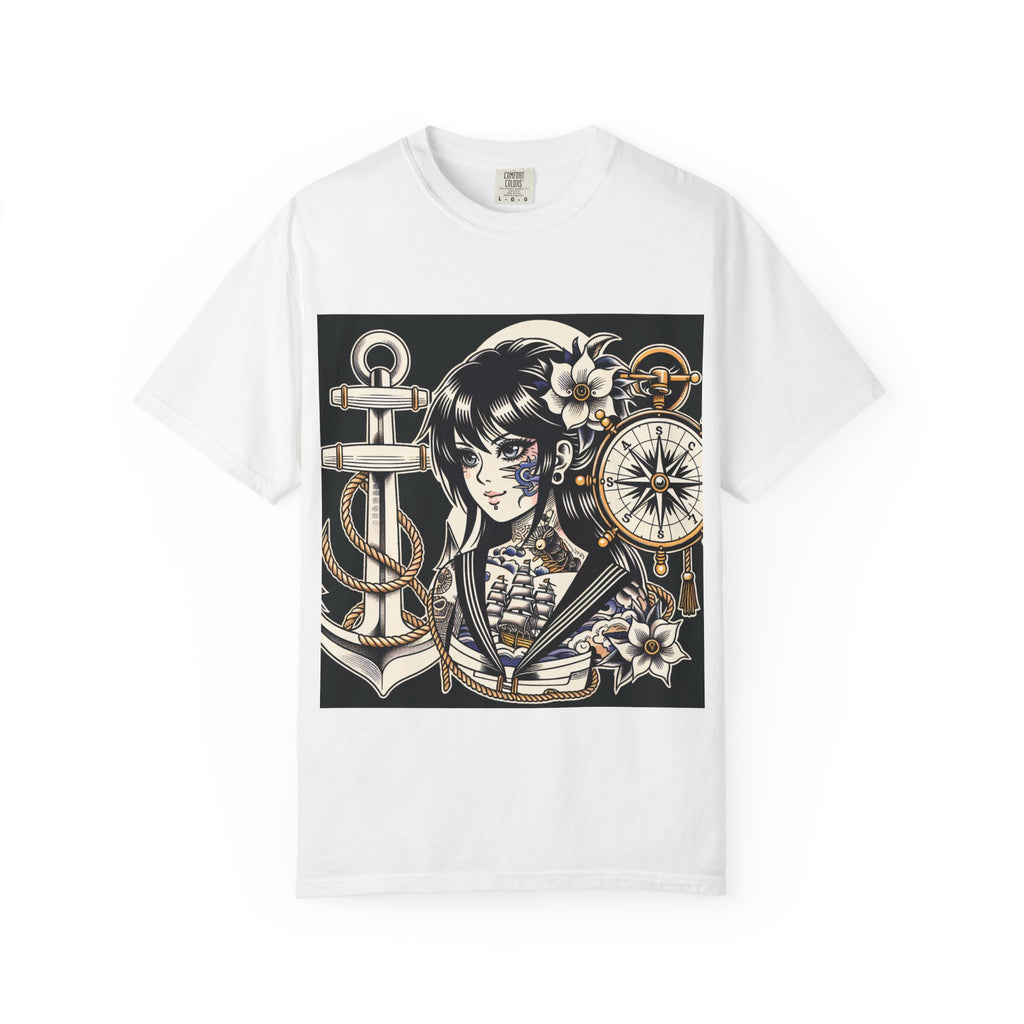 Stylish Unisex Garment-Dyed T-Shirt with Retro Floral Design, Graphic Tee for Festivals, Casual Wear, Gift for Art Lovers, Streetwear
