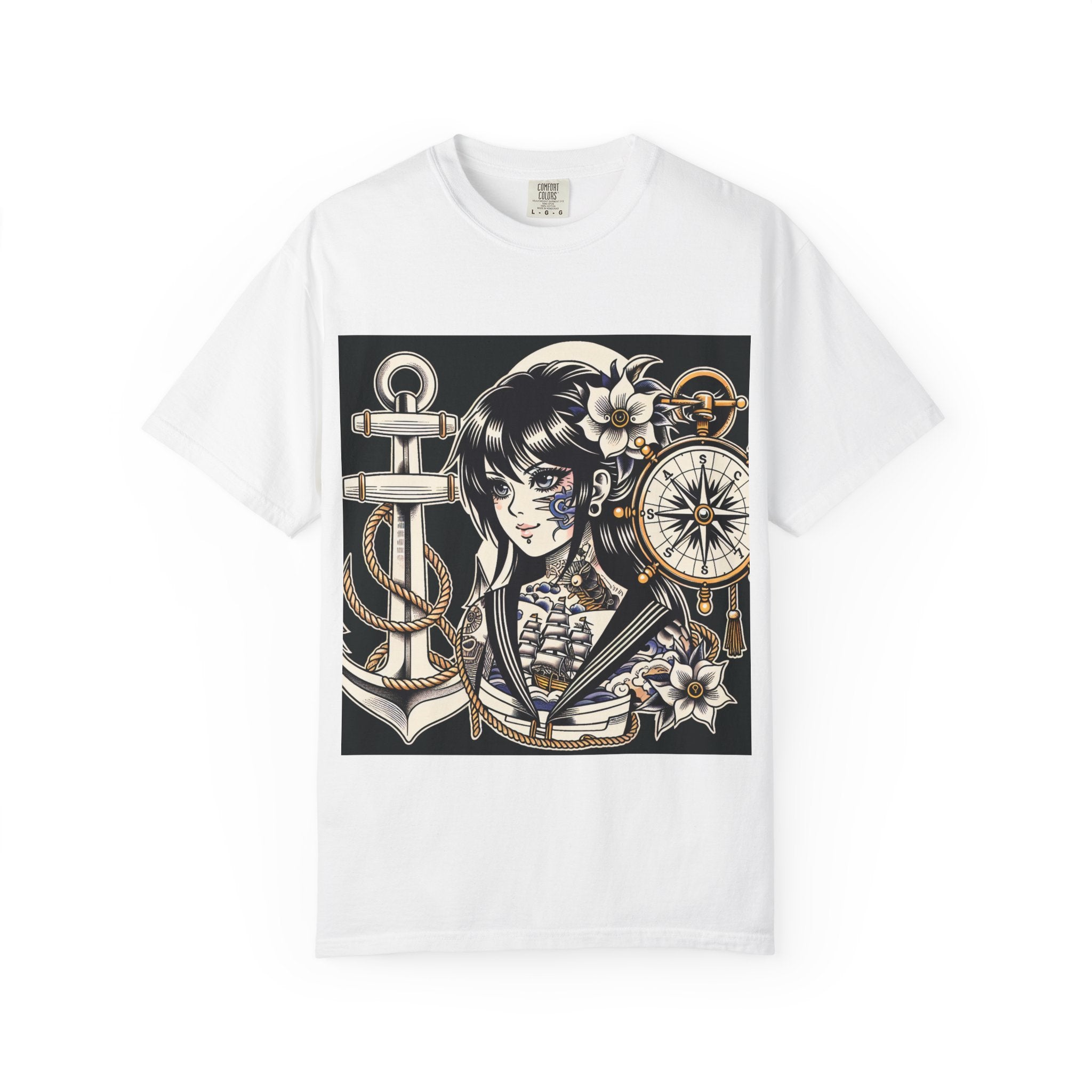 Stylish Unisex Garment-Dyed T-Shirt with Retro Floral Design, Graphic Tee for Festivals, Casual Wear, Gift for Art Lovers, Streetwear