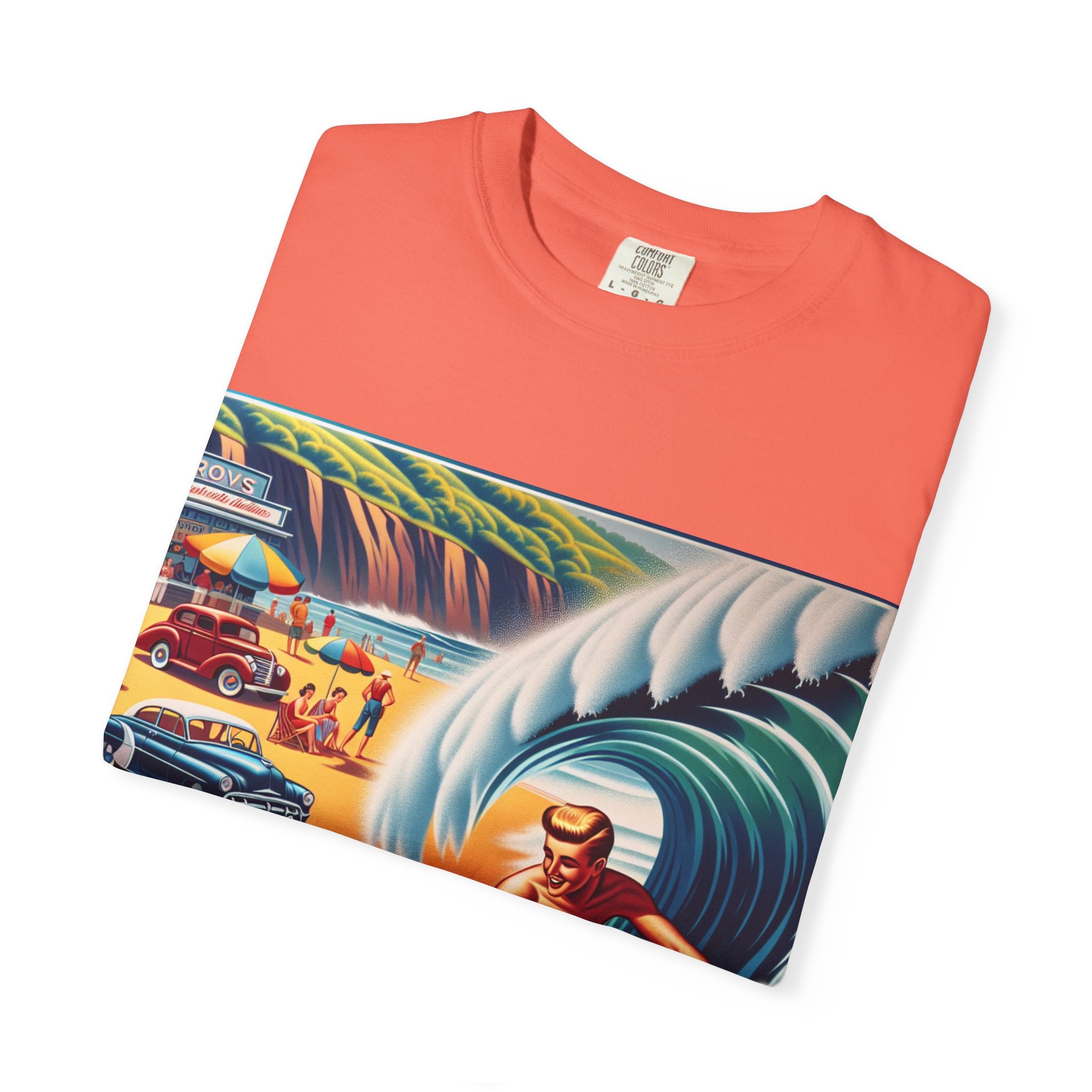 Vintage Surfing T-Shirt, Beach Vibes Tee, Unisex Garment-Dyed Shirt, Summer Apparel, Perfect for Surfers, Surfing Lovers Gift