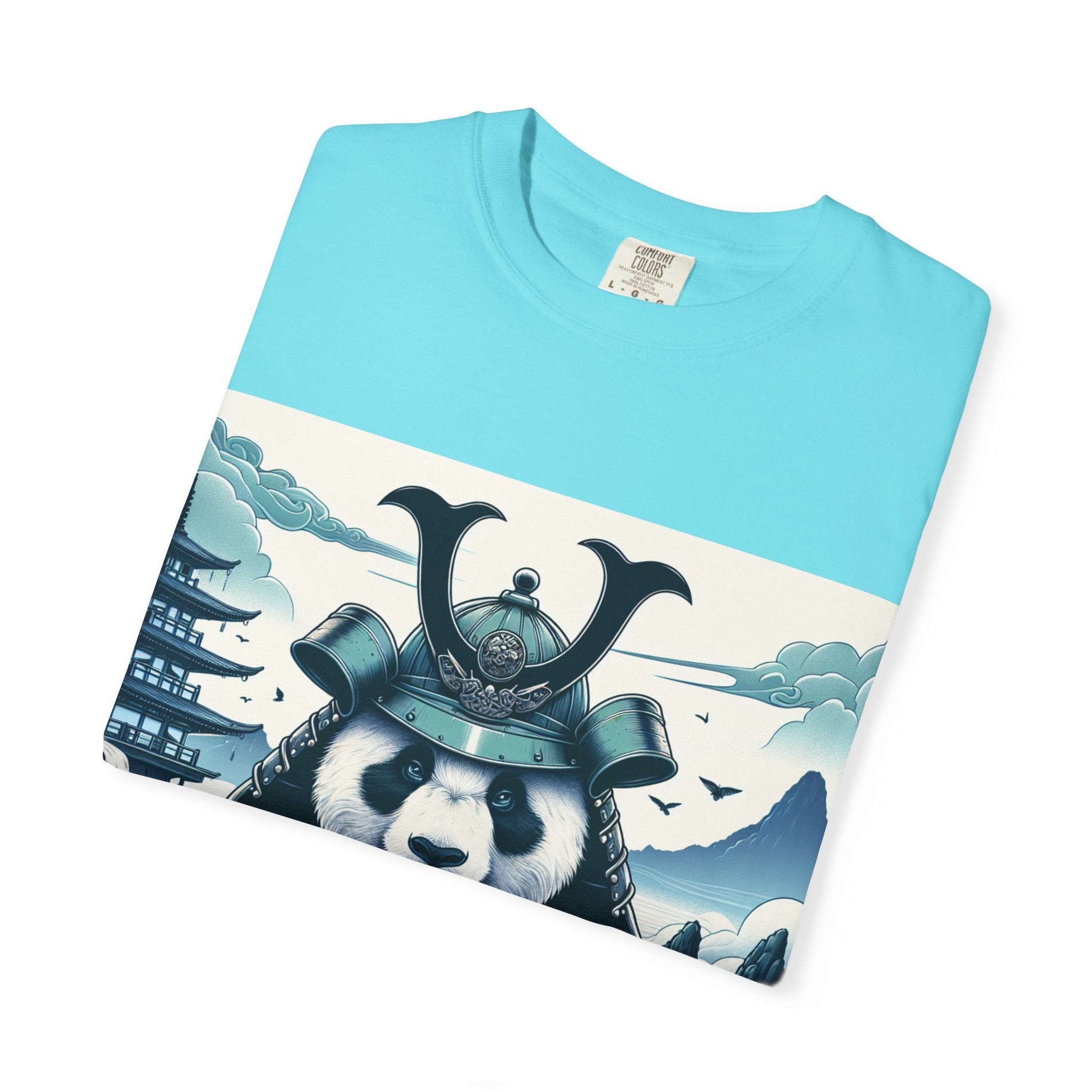 Samurai Panda T-Shirt - Unique Garment-Dyed Tee for Animal Lovers, Anime Fans, Gifts, Casual Wear, Birthday Celebrations
