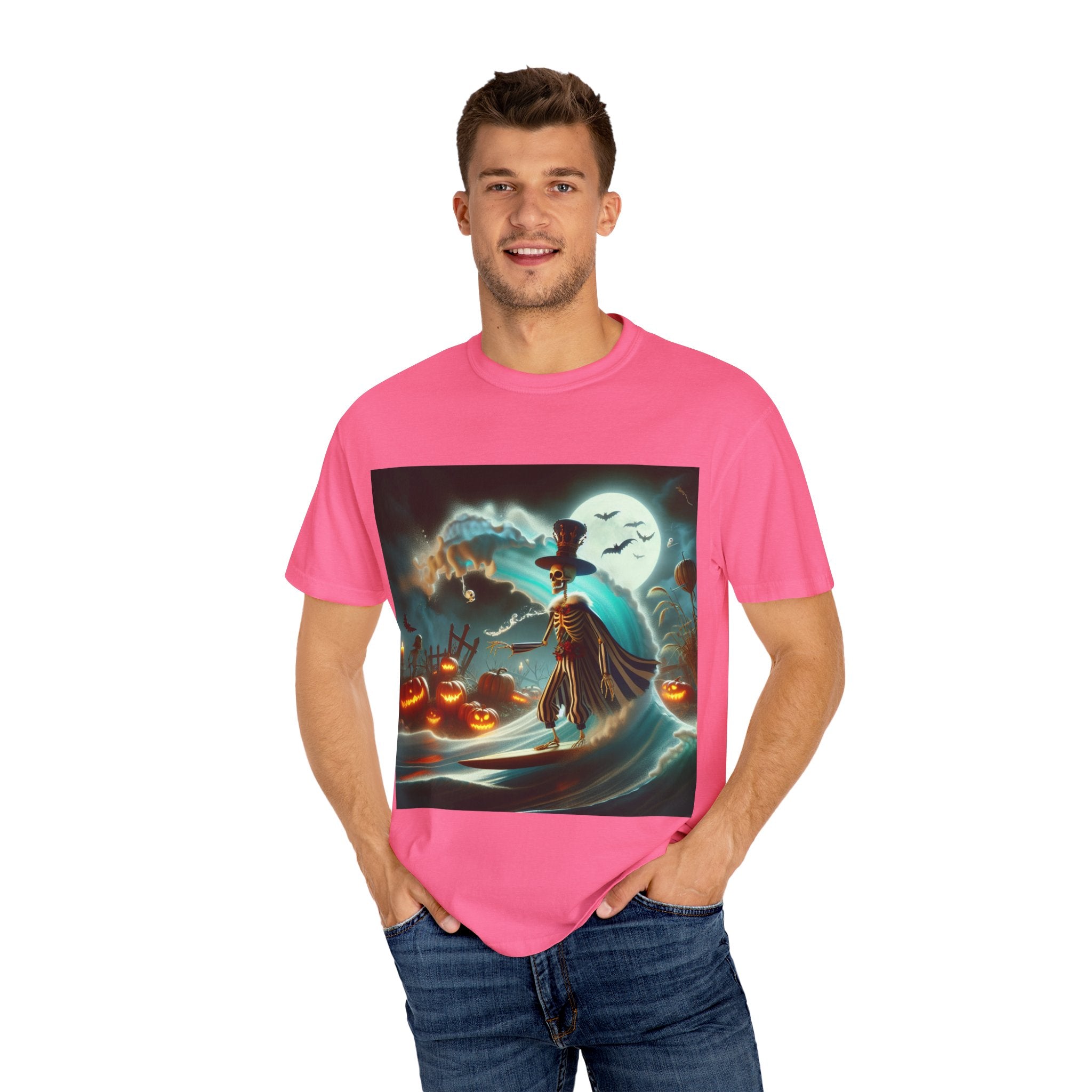 Halloween Themed Unisex Garment-Dyed T-shirt, Spooky Shirt, Pumpkin Tee, Fall Fashion, Ghostly Vibes, Gift for Halloween Lovers