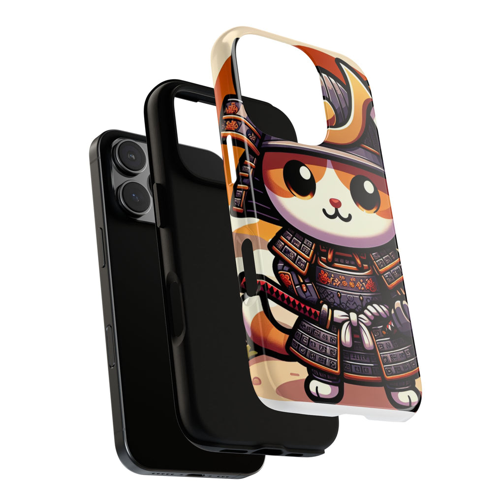 Cute Cat Samurai Phone Case, Kawaii Armor Phone Cover, Unique Pet Gift, Animal Lover Accessory, Fun Tech Protection
