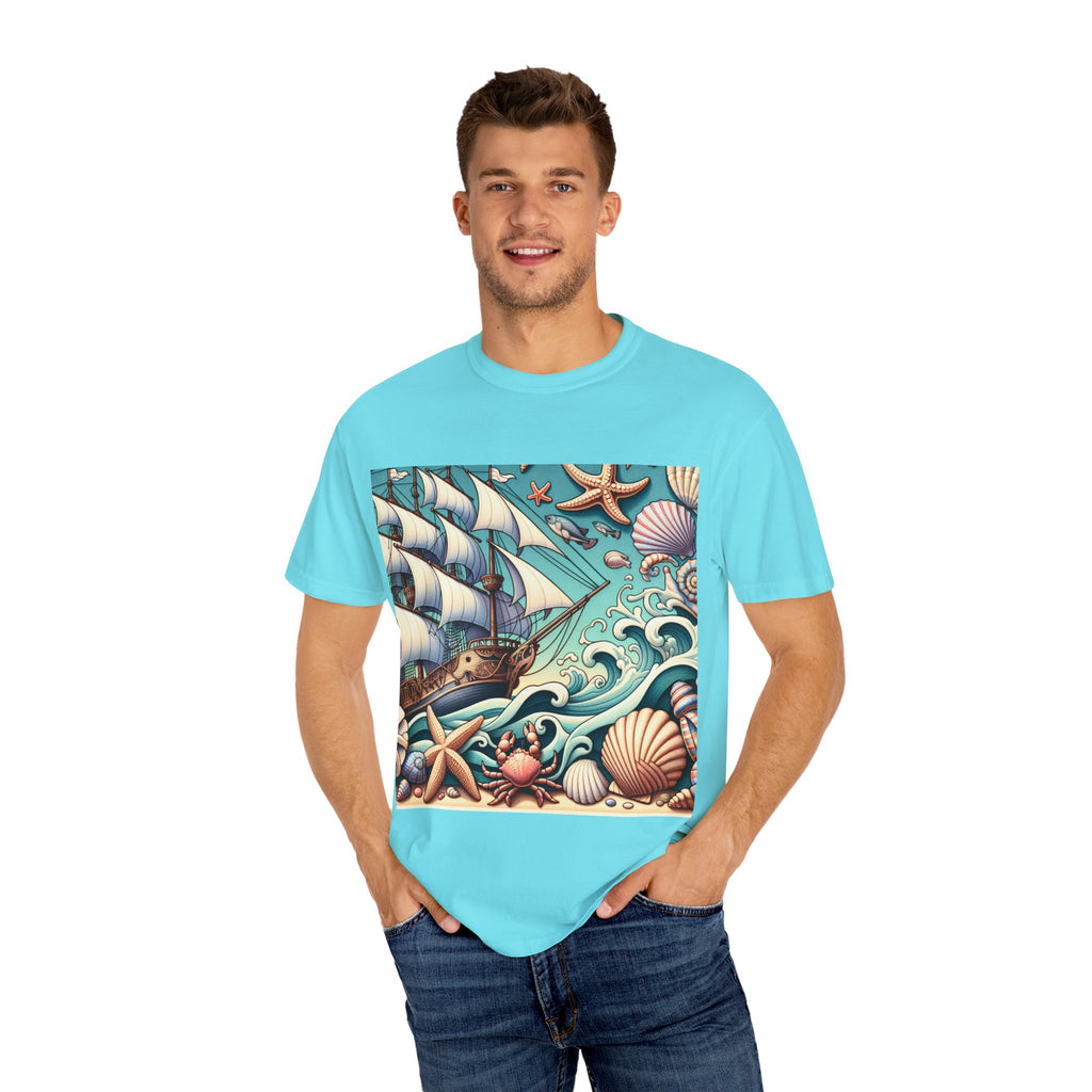 Nautical Adventure T-Shirt - Relaxed Fit, Beach Lover's Gift, Ocean Theme, Vacation Wear, Summer Style, Graphic Tee