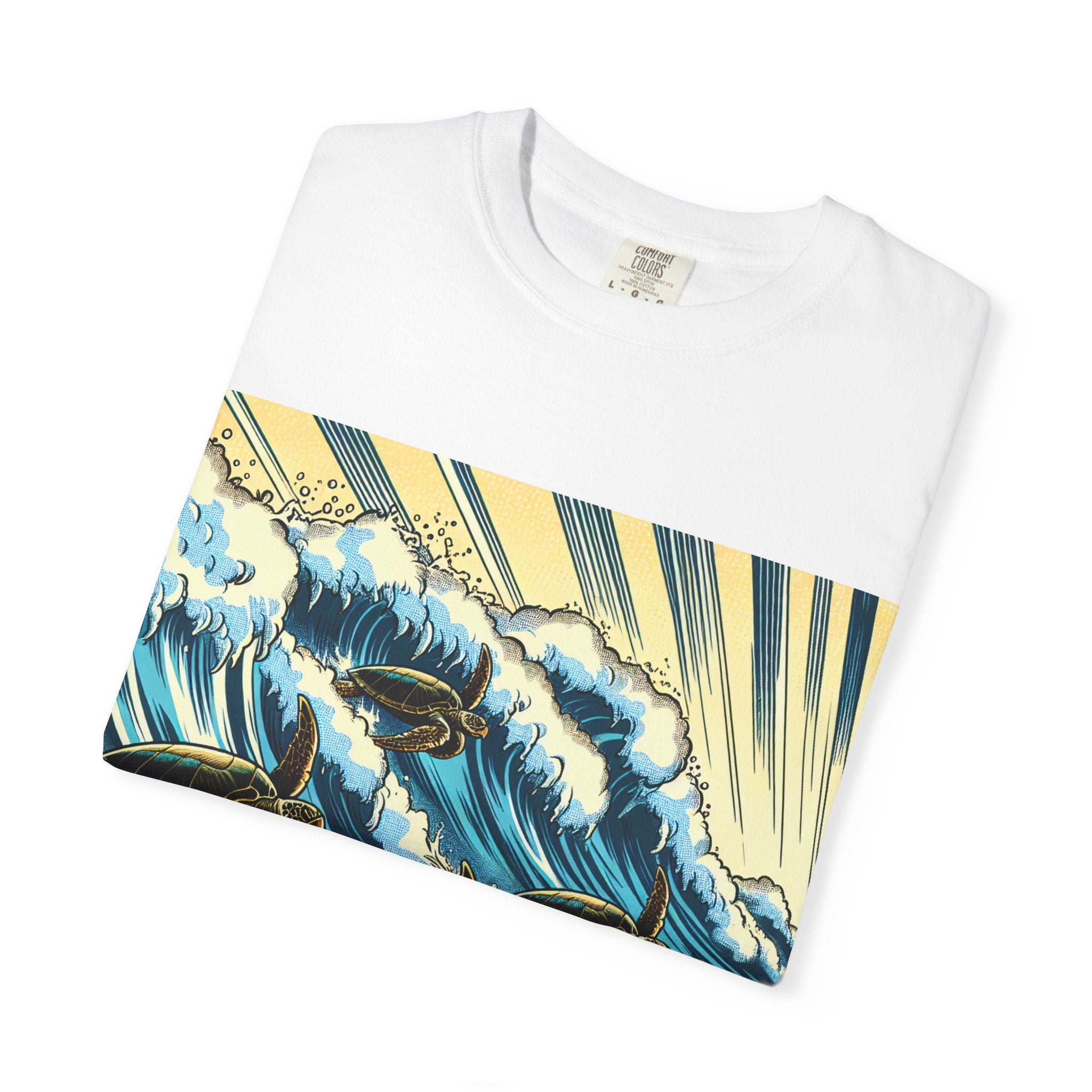 Ocean Wave T-Shirt with Sea Turtles, Eco-Friendly Apparel, Beach Lover Gift, Unisex Casual Wear, Summer Vibes Shirt, Gift for Ocean Lovers