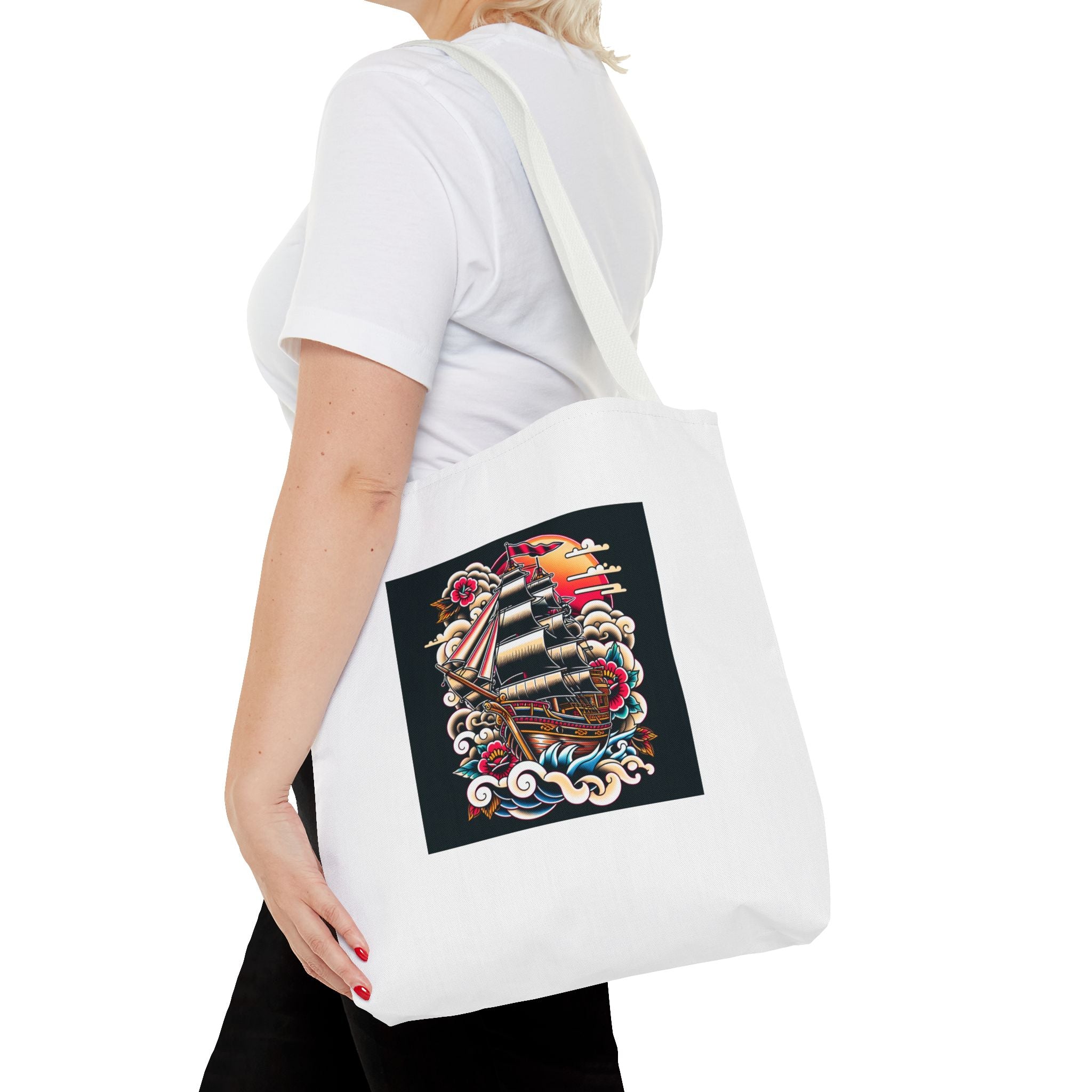Pirate Ship Tote Bag, Nautical Tote for Adventurers, Eco-Friendly Shopper, Unique Gift for Travelers, Stylish Beach Bag
