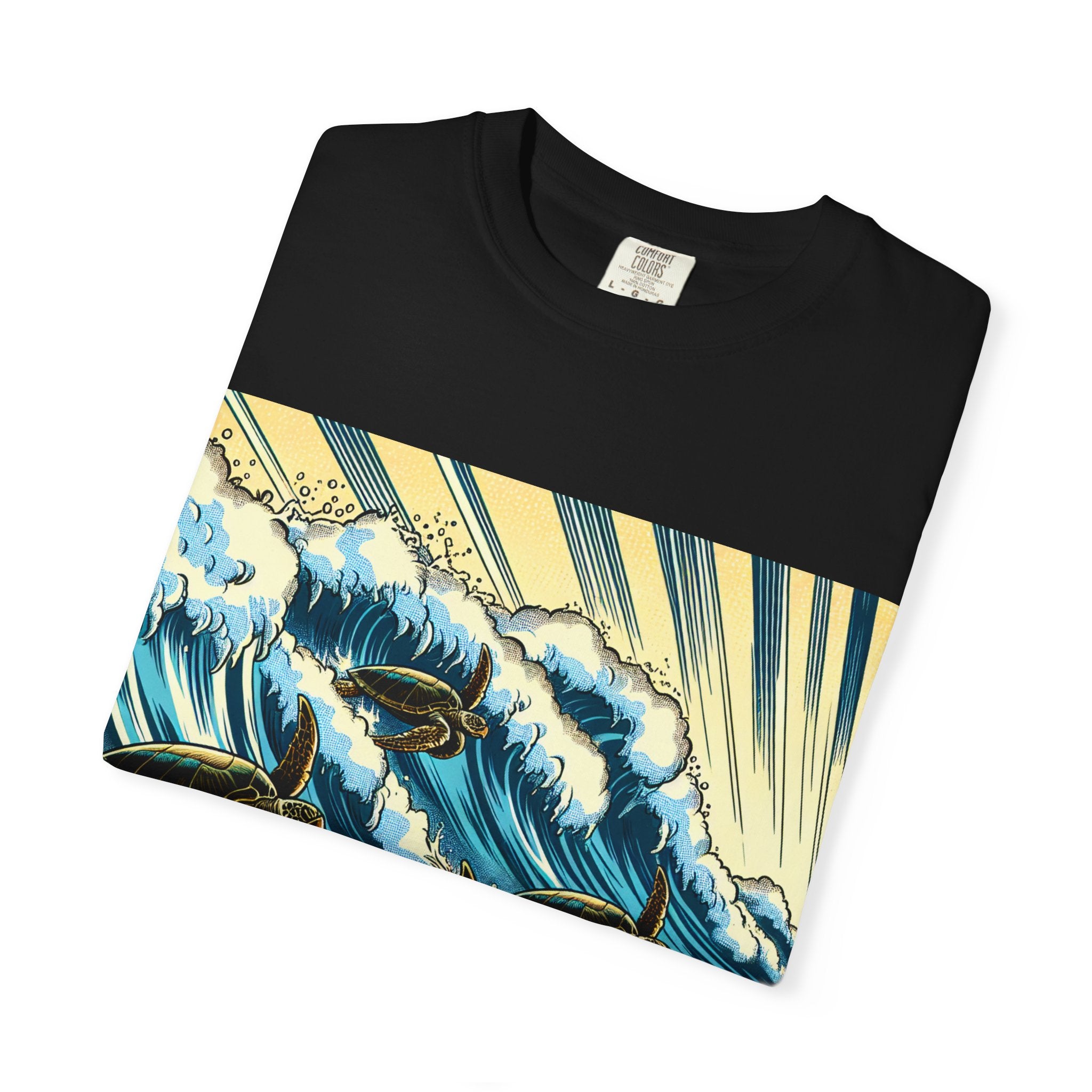 Ocean Wave T-Shirt with Sea Turtles, Eco-Friendly Apparel, Beach Lover Gift, Unisex Casual Wear, Summer Vibes Shirt, Gift for Ocean Lovers