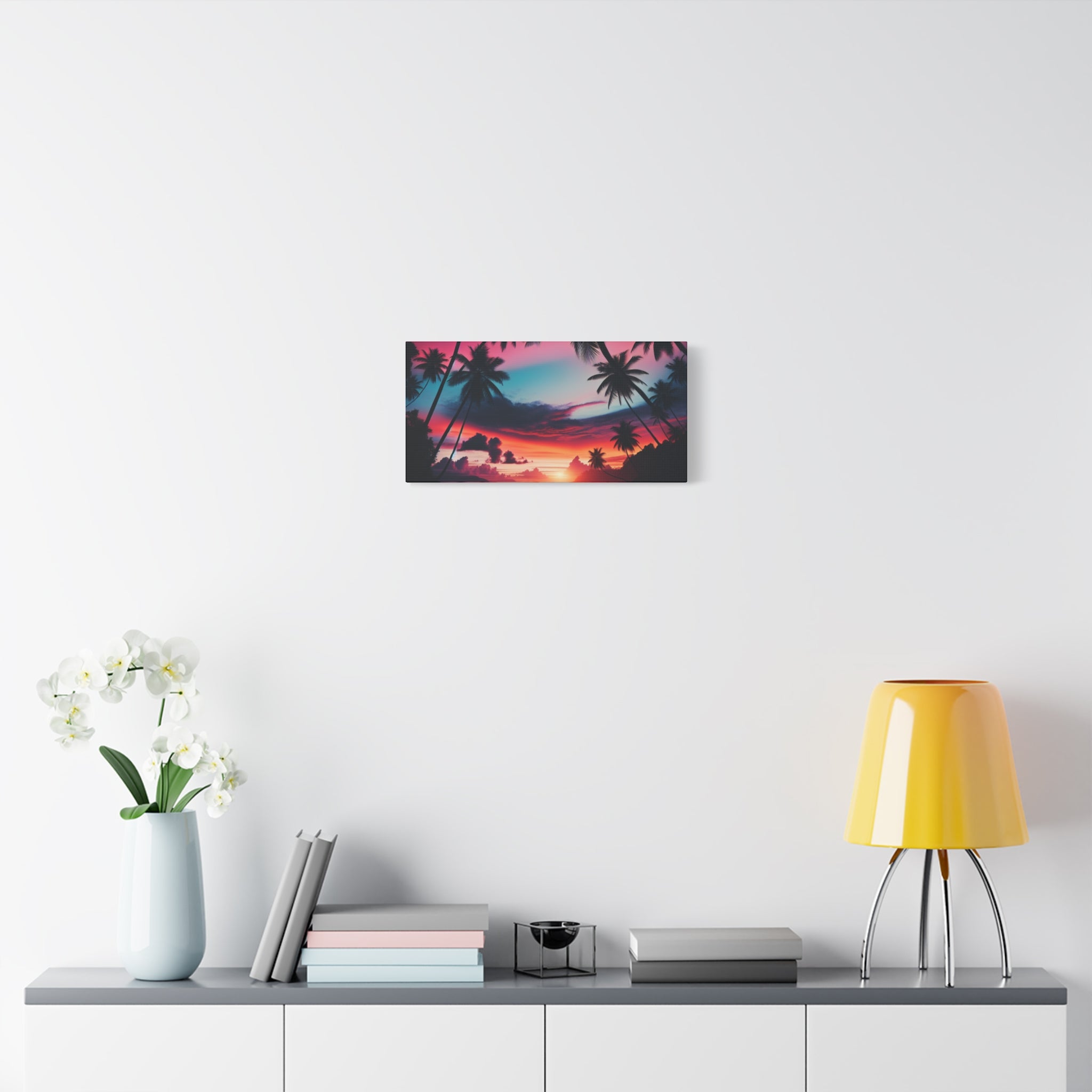 Tropical Sunset Wall Art Canvas, Colorful Beach Decor, Home Decoration, Gift for Art Lovers, Summer Vibe