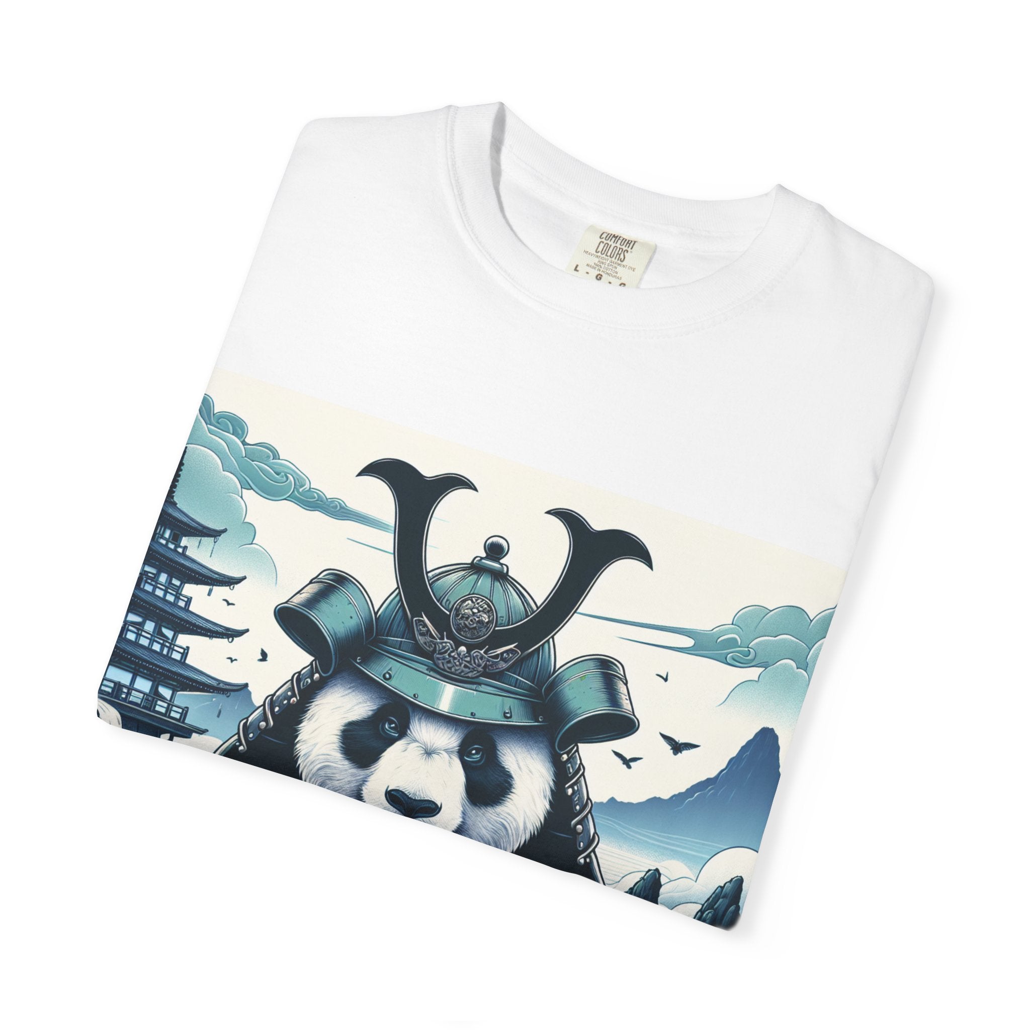Samurai Panda T-Shirt - Unique Garment-Dyed Tee for Animal Lovers, Anime Fans, Gifts, Casual Wear, Birthday Celebrations