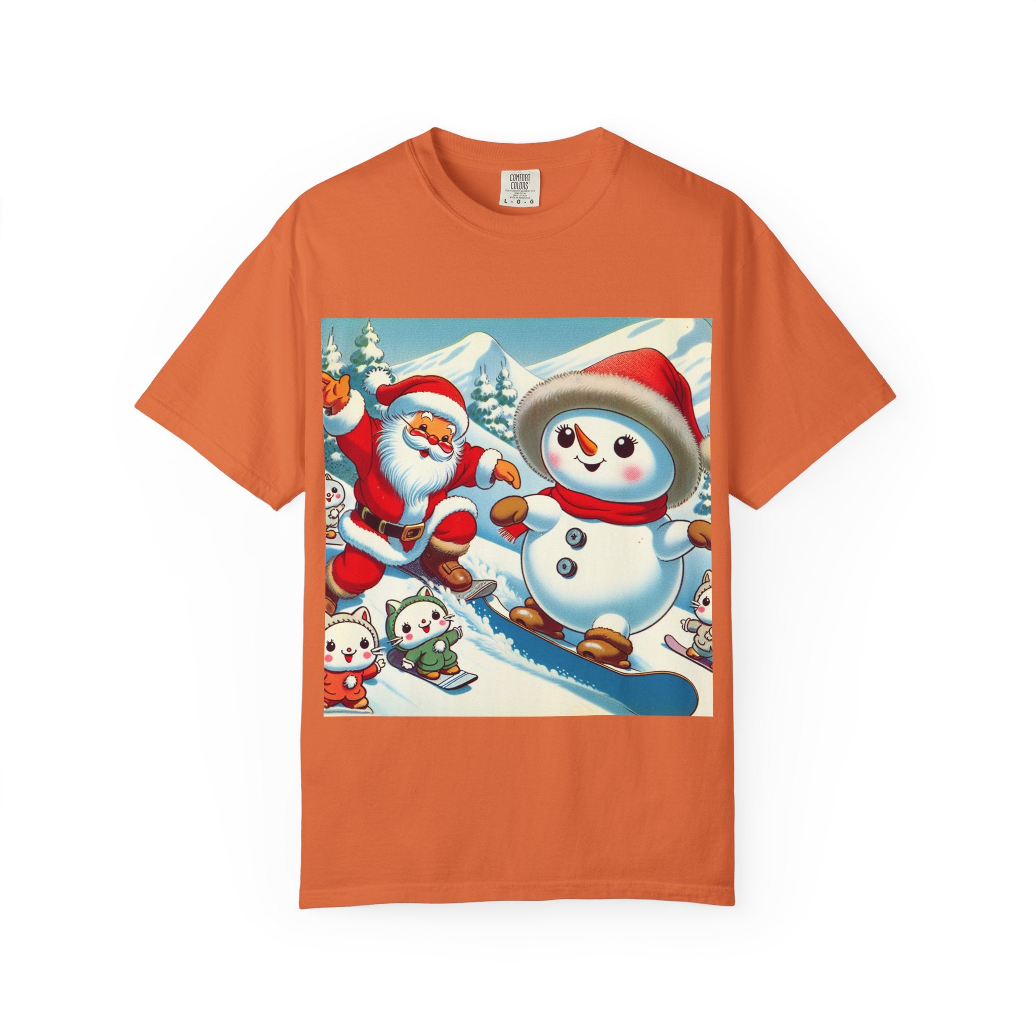 Festive Holiday T-shirt - Santa and Snowman Graphic, Christmas Gift, Unisex Tee, Winter Wear, Cute Christmas Shirt