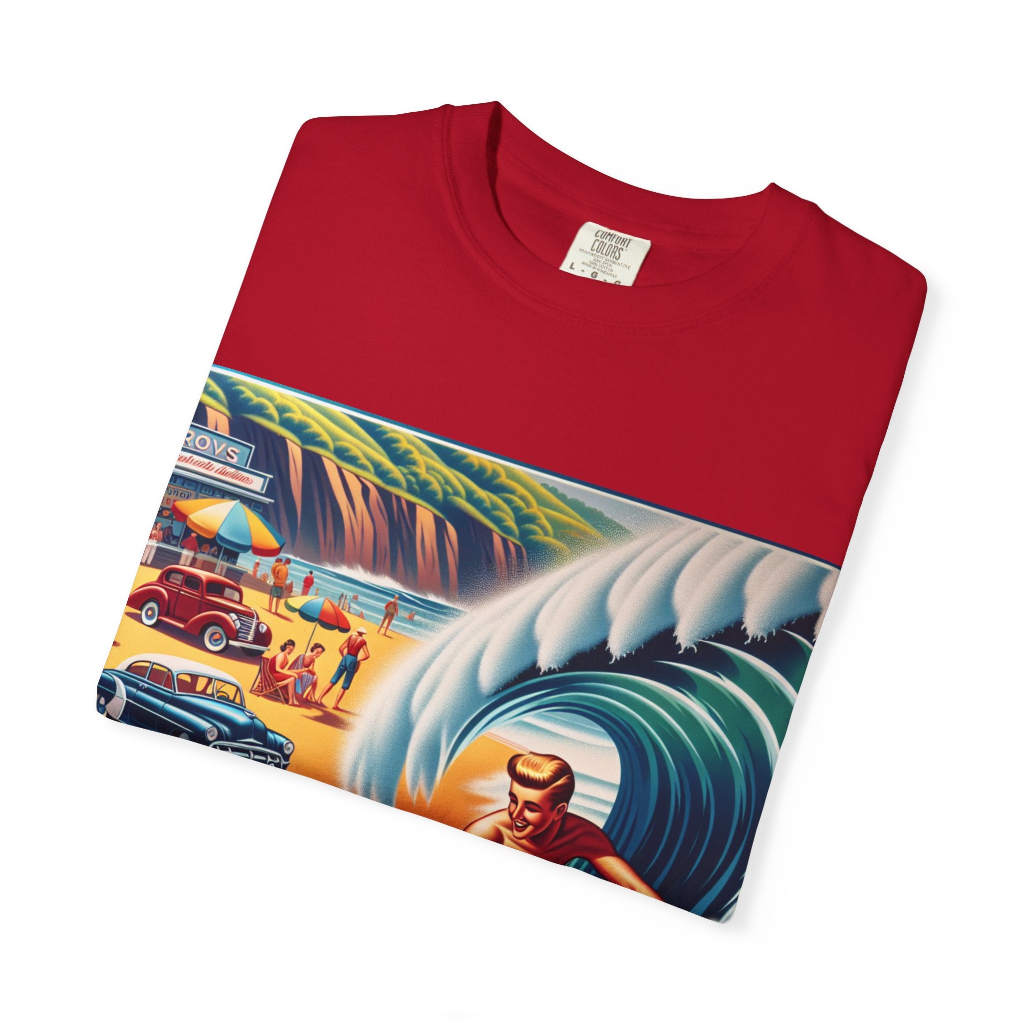 Vintage Surfing T-Shirt, Beach Vibes Tee, Unisex Garment-Dyed Shirt, Summer Apparel, Perfect for Surfers, Surfing Lovers Gift