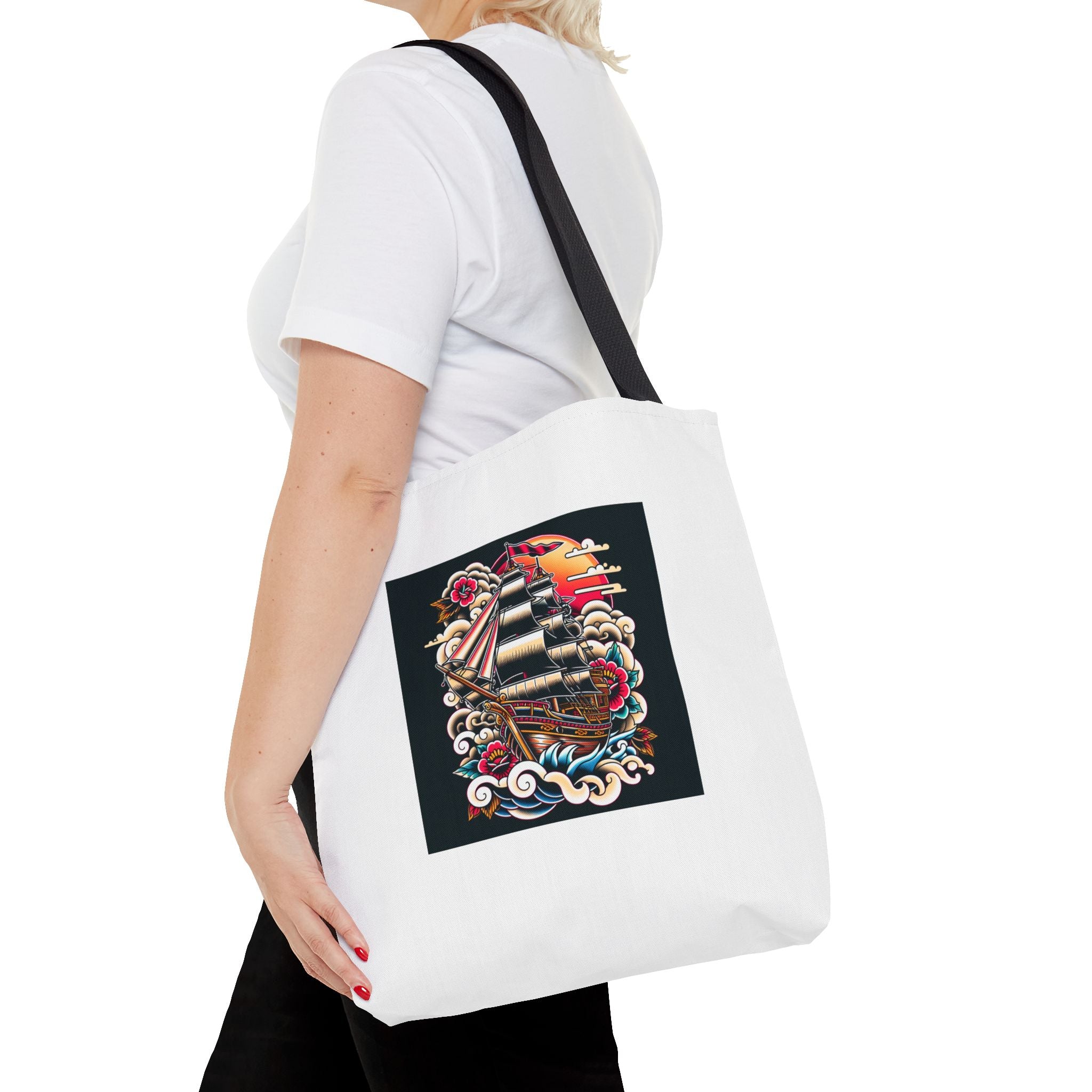 Pirate Ship Tote Bag, Nautical Tote for Adventurers, Eco-Friendly Shopper, Unique Gift for Travelers, Stylish Beach Bag