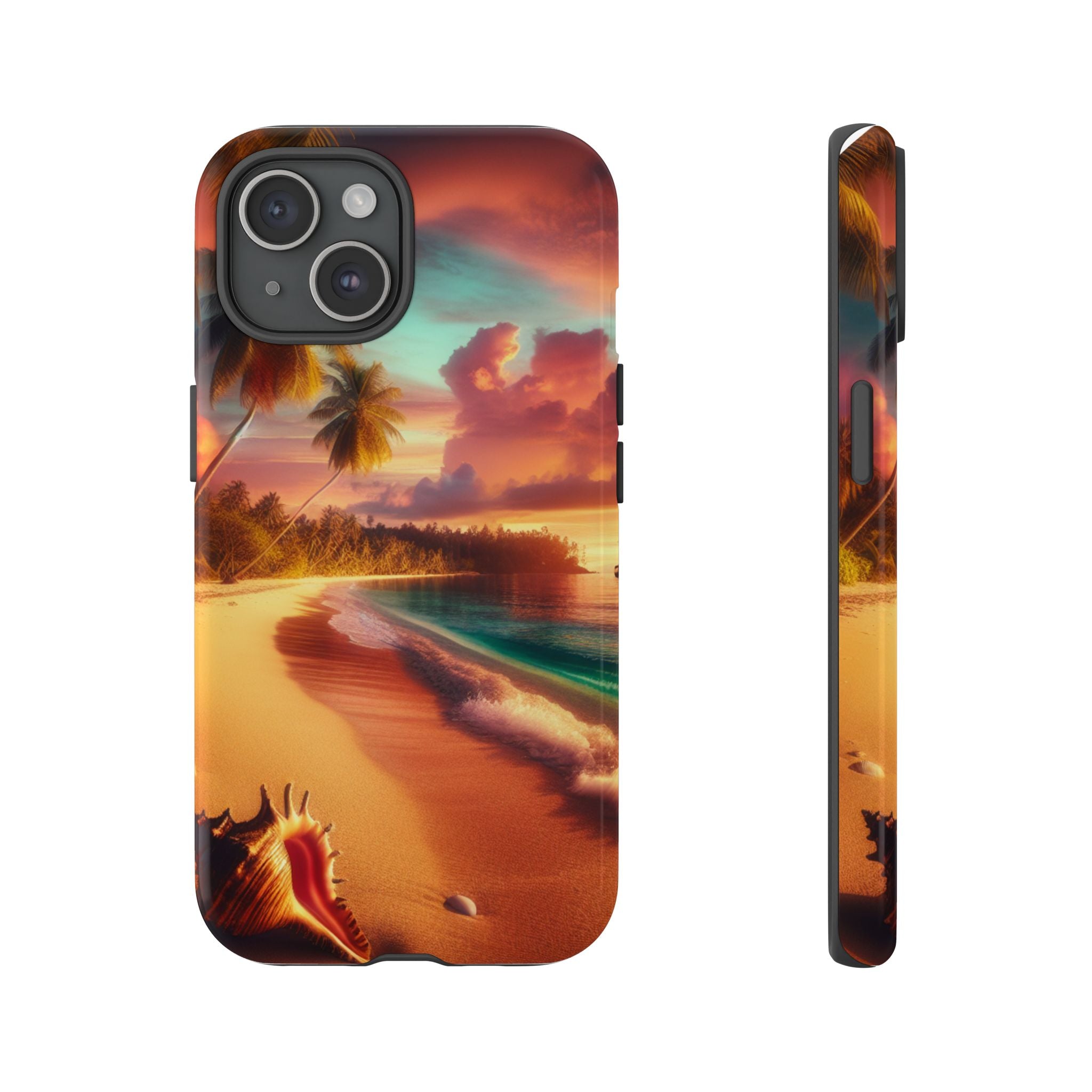 Tough Cases Beach Sunset Phone Case, Tropical Vibe, Gift for Vacation Lovers, Summer Accessory, Shell Design Decor
