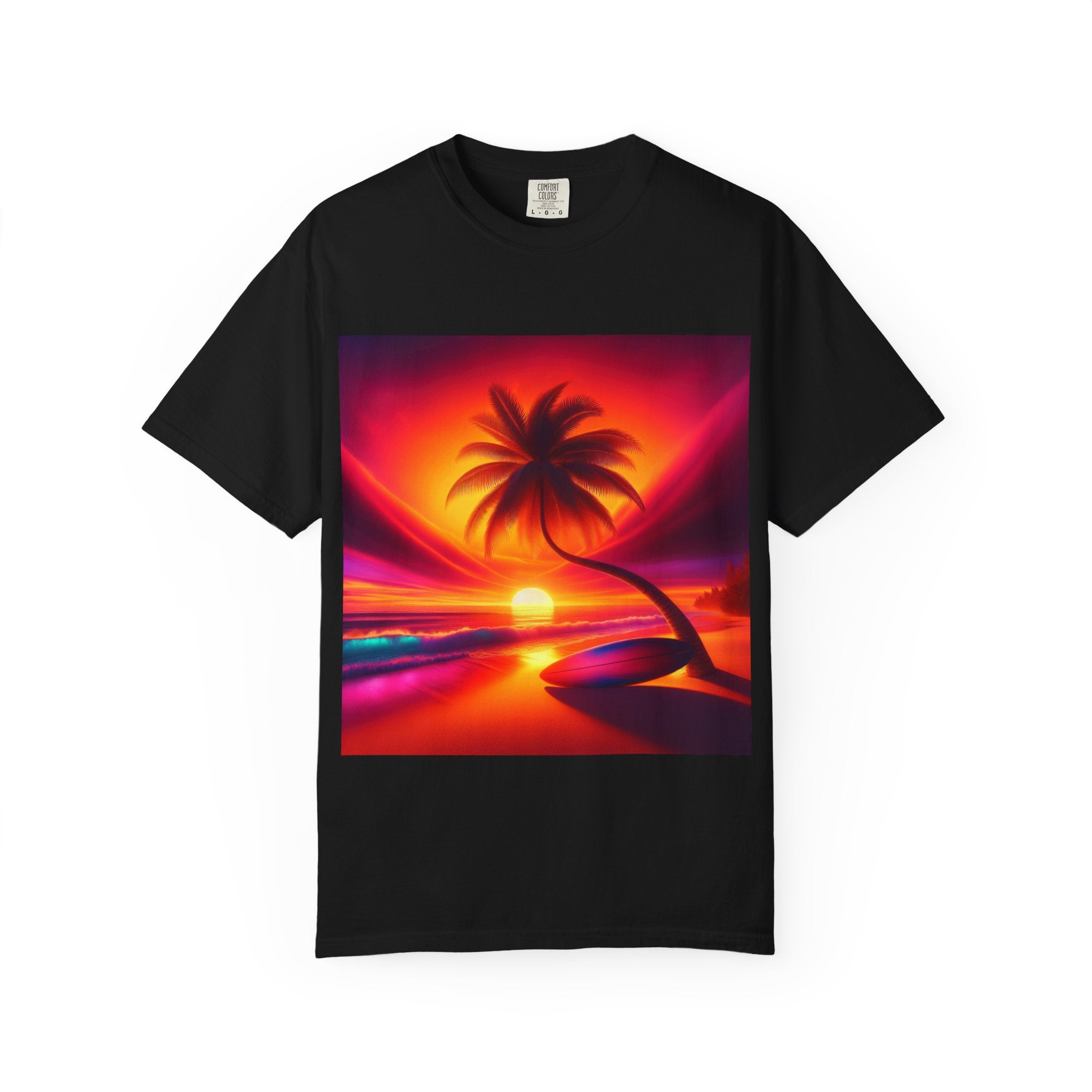 Tropical Sunset T-shirt, Unisex Shirt, Gift for Beach Lovers, Casual Summer Wear, Vacation Tee, Relaxed Fit Top