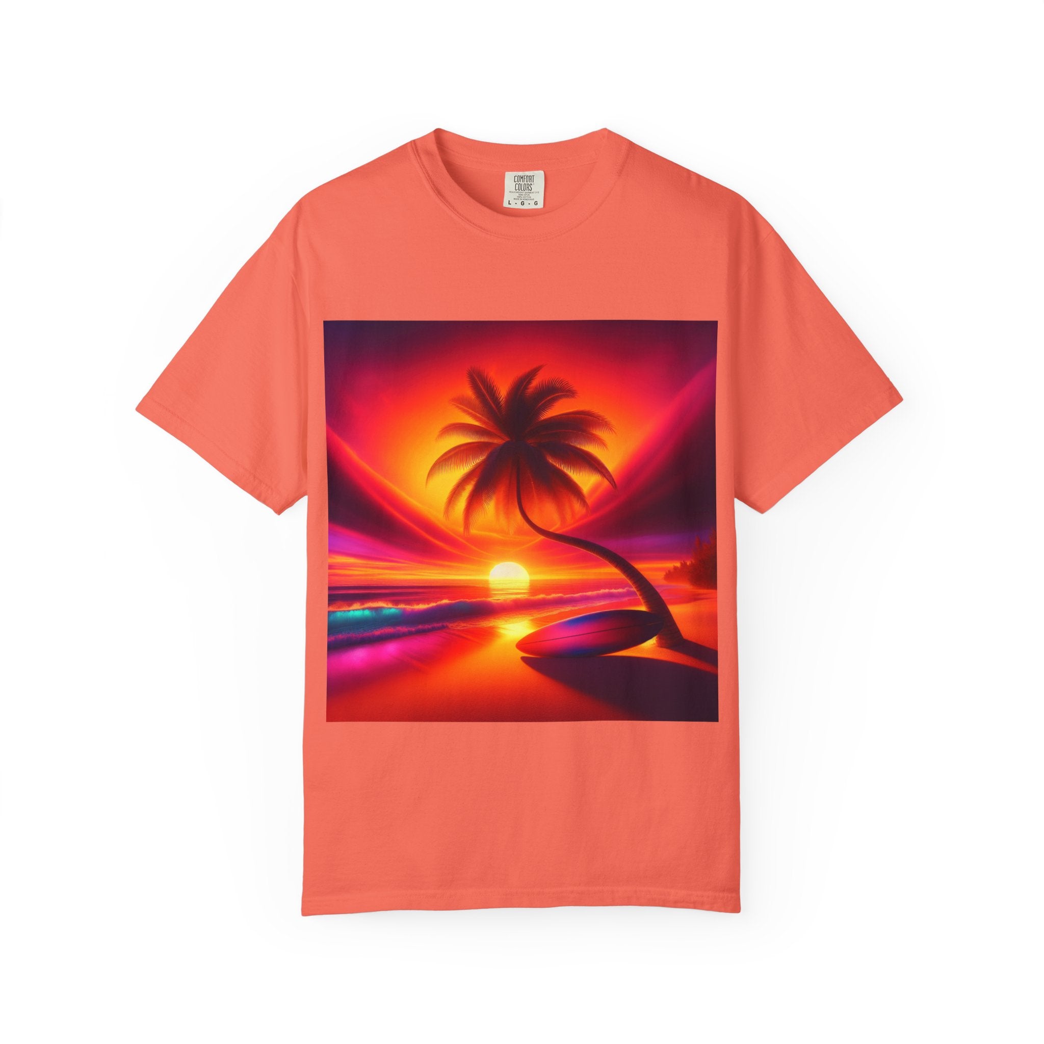 Tropical Sunset T-shirt, Unisex Shirt, Gift for Beach Lovers, Casual Summer Wear, Vacation Tee, Relaxed Fit Top