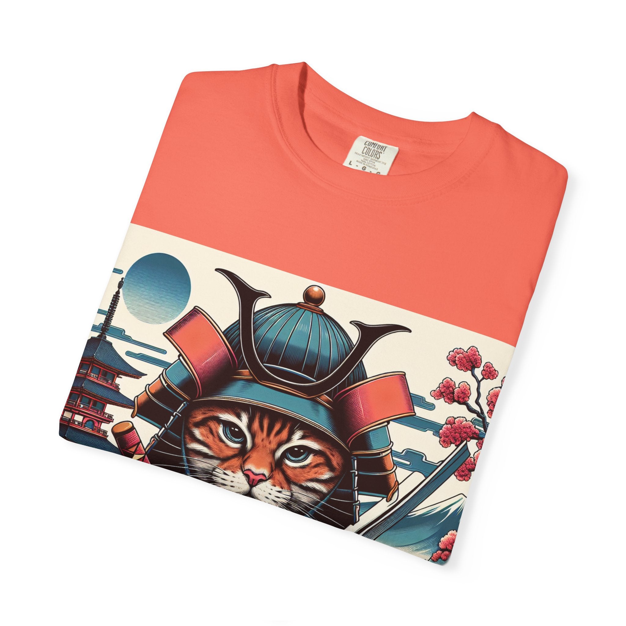 Samurai Tiger T-Shirt, Unisex Graphic Tee with Fierce Cat Design, Perfect Gift for Cat Lovers, Cool Anime Style, Unique Casual Wear