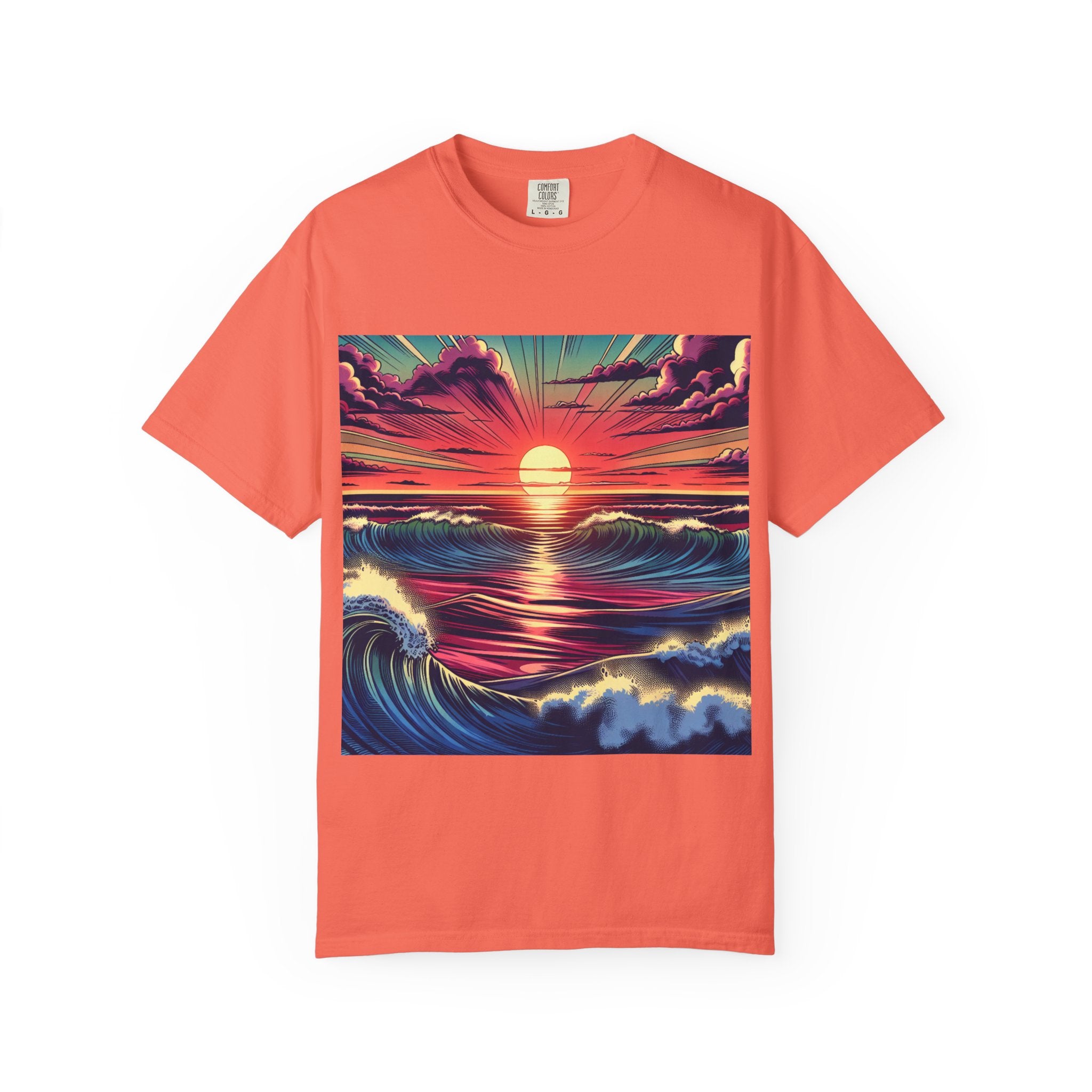 Sunset Waves Unisex T-Shirt | Beach Vibes, Summer Apparel, Ocean Lover Gift, Casual Wear, Graphic Tee