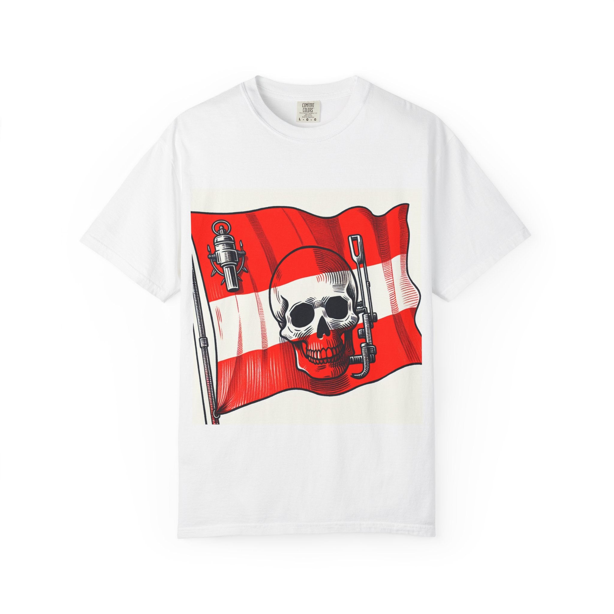 Skull and Flag Unisex T-Shirt, Casual Wear, Graphic Tee, Street Style Fashion, Unique Gift, Summer Outfit
