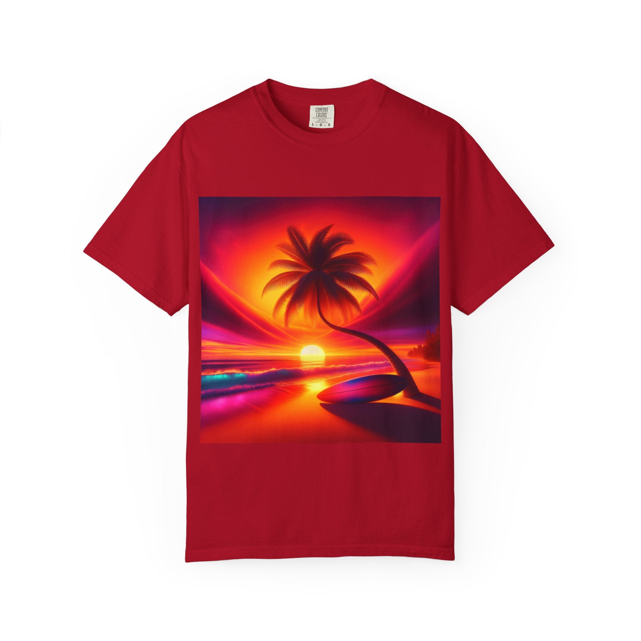 Tropical Sunset T-shirt, Unisex Shirt, Gift for Beach Lovers, Casual Summer Wear, Vacation Tee, Relaxed Fit Top
