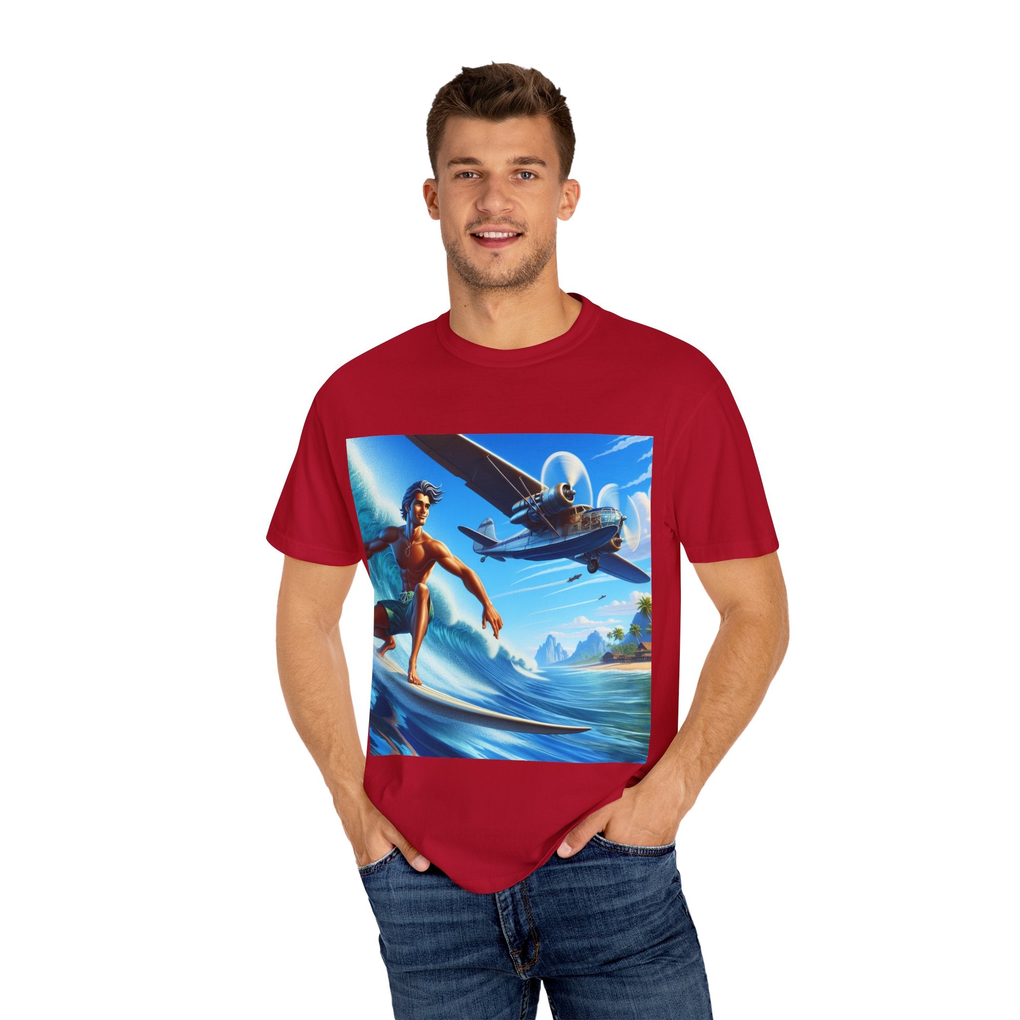 Surf Adventure Unisex T-Shirt, Perfect for Beach Lovers, Vacation Tees, Summer Apparel, Gift for Surfers and Travelers