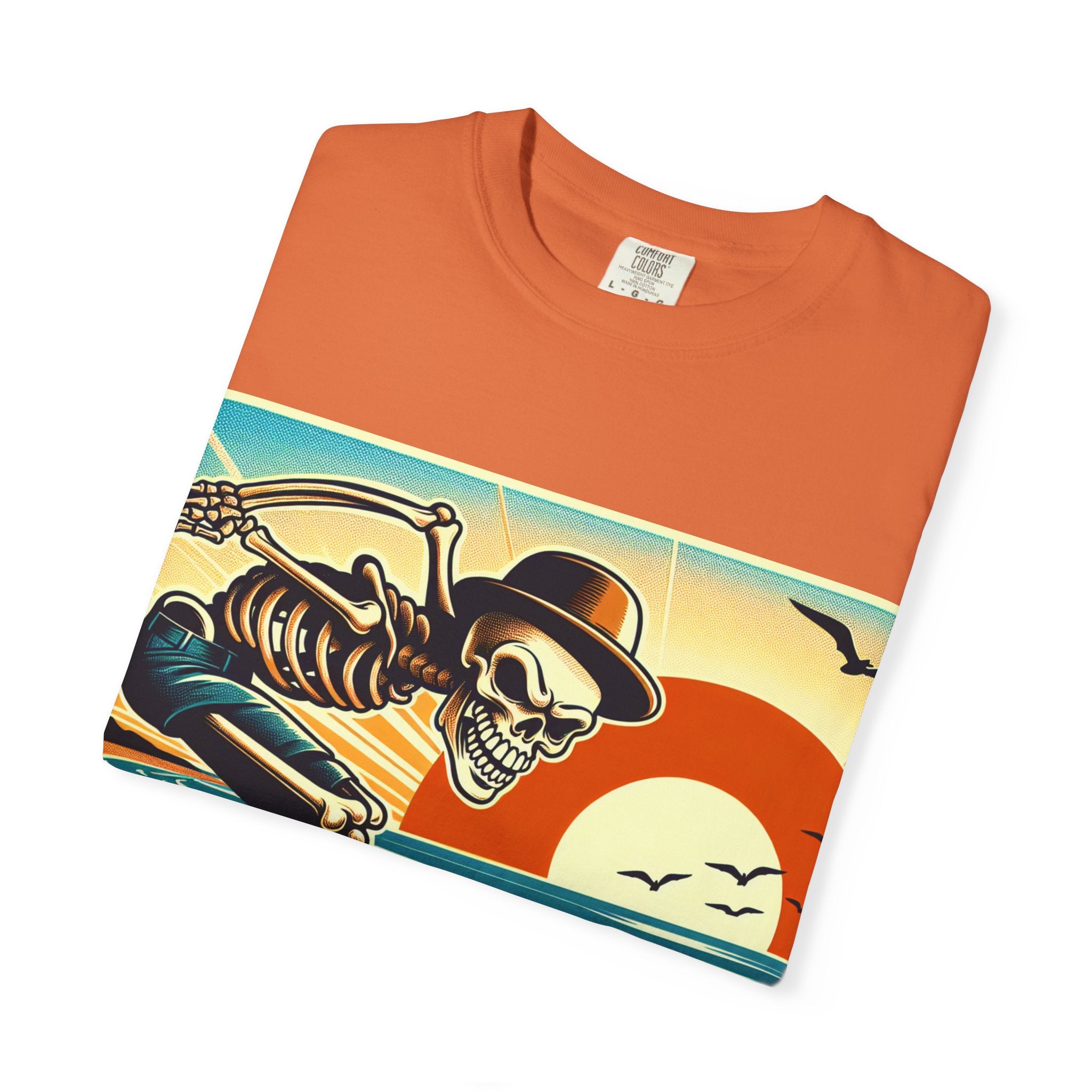 Skeleton Skateboarder Unisex T-Shirt, Beach Vibe Tee, Summer Fashion, Gift for Skaters, Casual Wear, Unique Graphic Tee