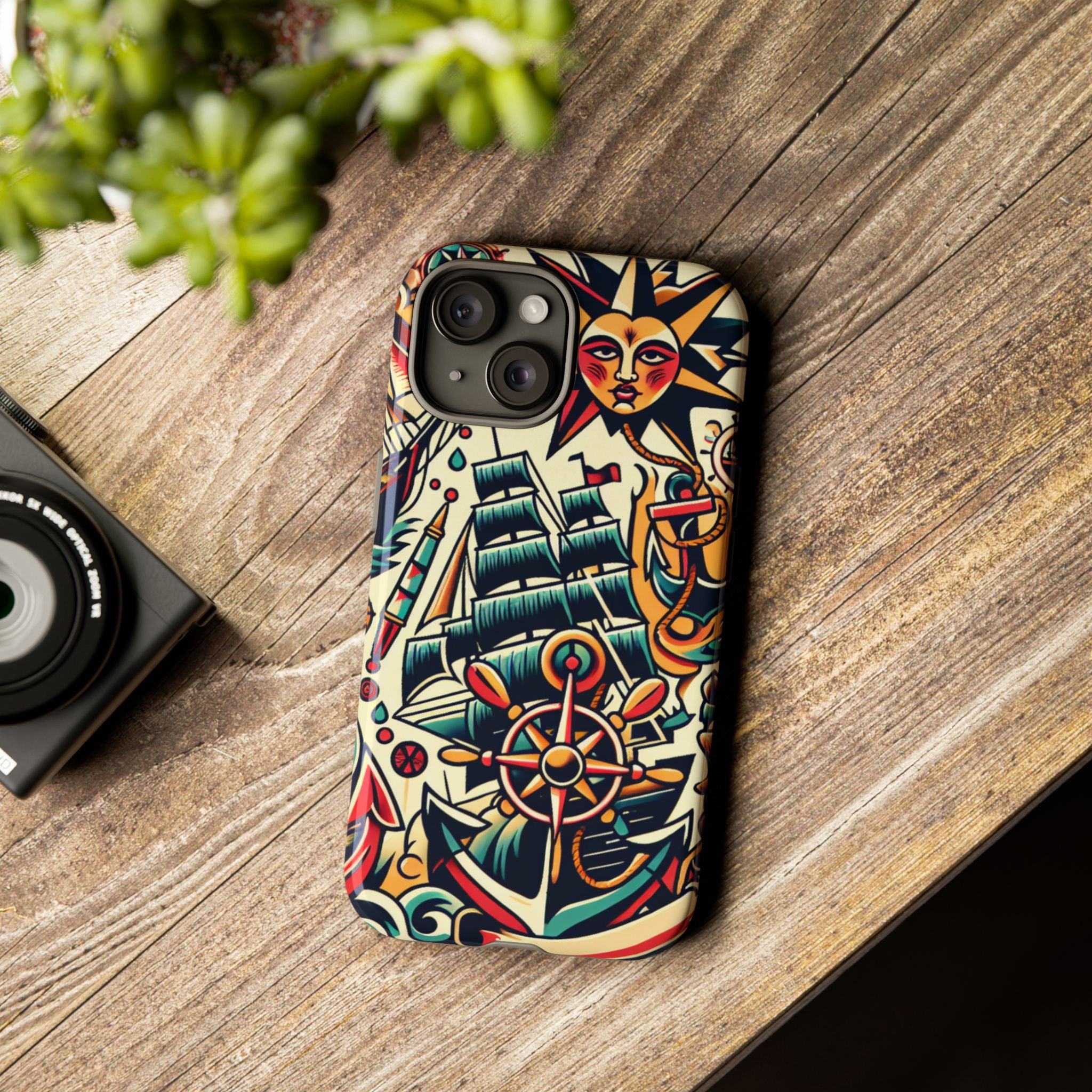 Tattoo-Inspired Phone Case - Nautical Adventure Design, Unique Gift, Sailor Style, Sea Lover Accessory, Artistic Protection