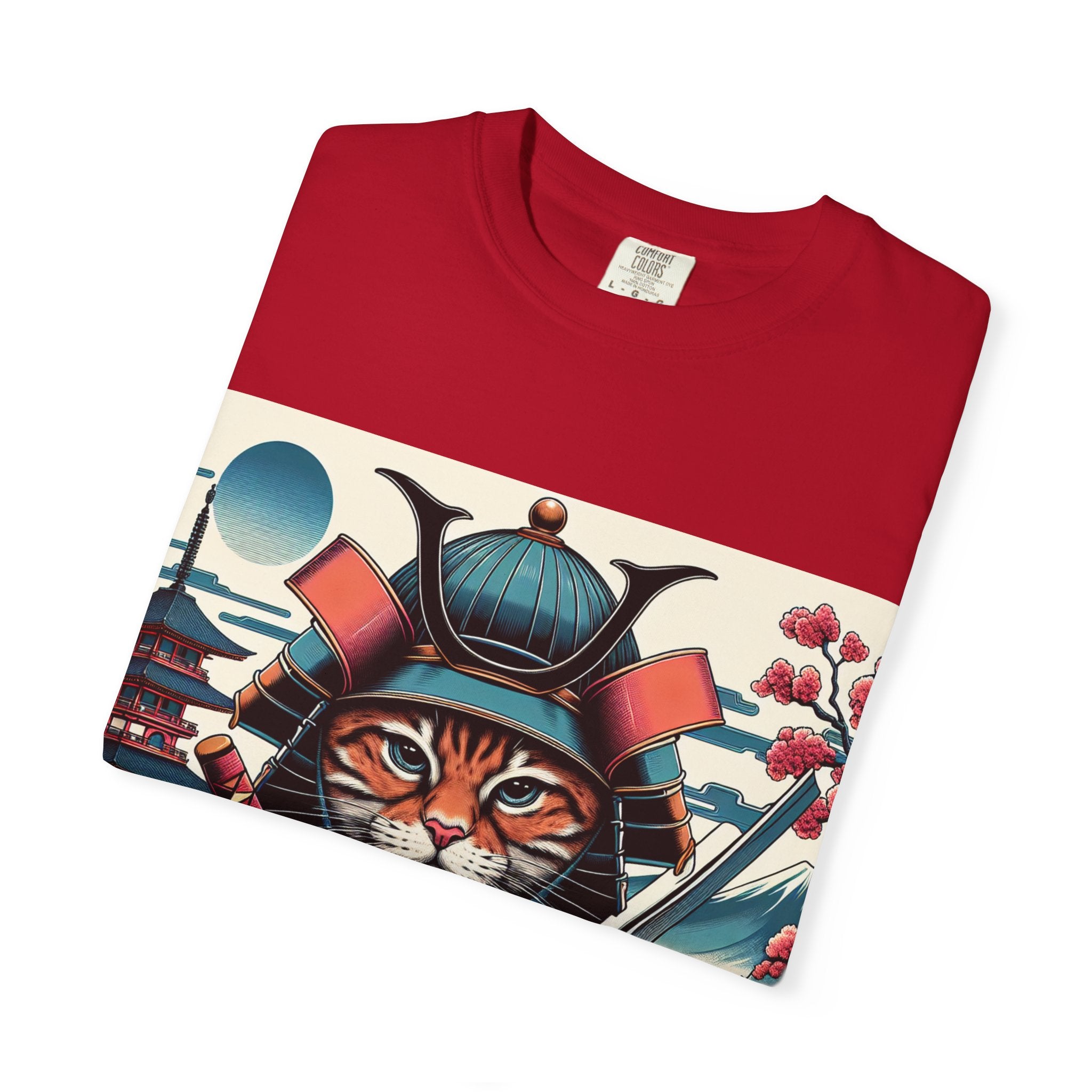 Samurai Tiger T-Shirt, Unisex Graphic Tee with Fierce Cat Design, Perfect Gift for Cat Lovers, Cool Anime Style, Unique Casual Wear