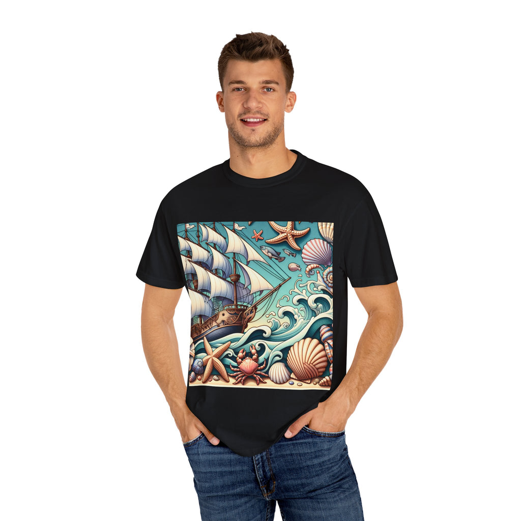 Nautical Adventure T-Shirt - Relaxed Fit, Beach Lover's Gift, Ocean Theme, Vacation Wear, Summer Style, Graphic Tee
