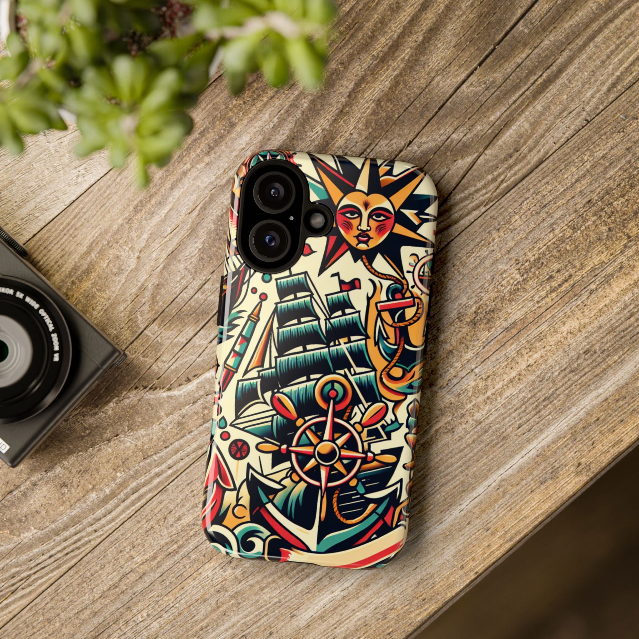 Tattoo-Inspired Phone Case - Nautical Adventure Design, Unique Gift, Sailor Style, Sea Lover Accessory, Artistic Protection