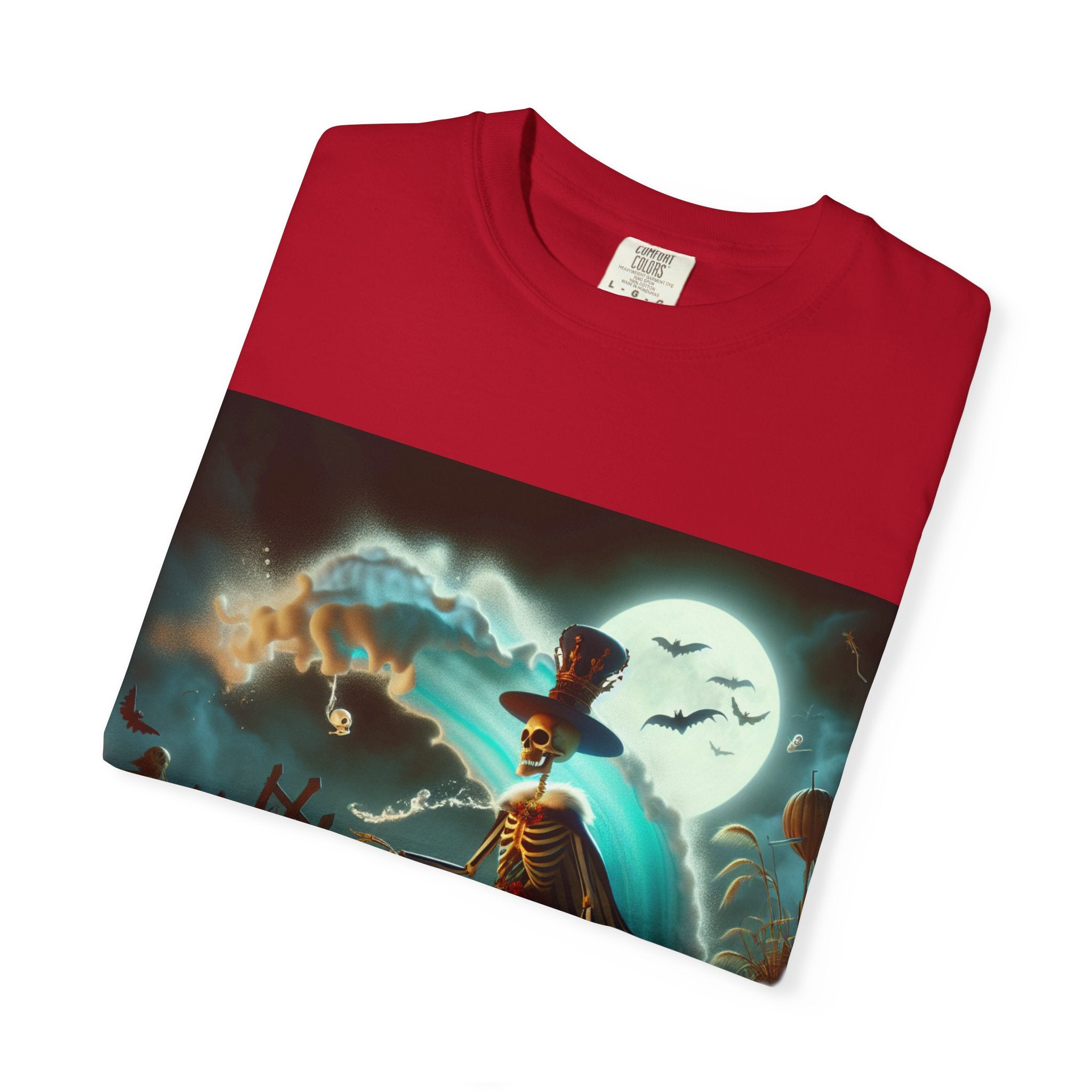 Halloween Themed Unisex Garment-Dyed T-shirt, Spooky Shirt, Pumpkin Tee, Fall Fashion, Ghostly Vibes, Gift for Halloween Lovers