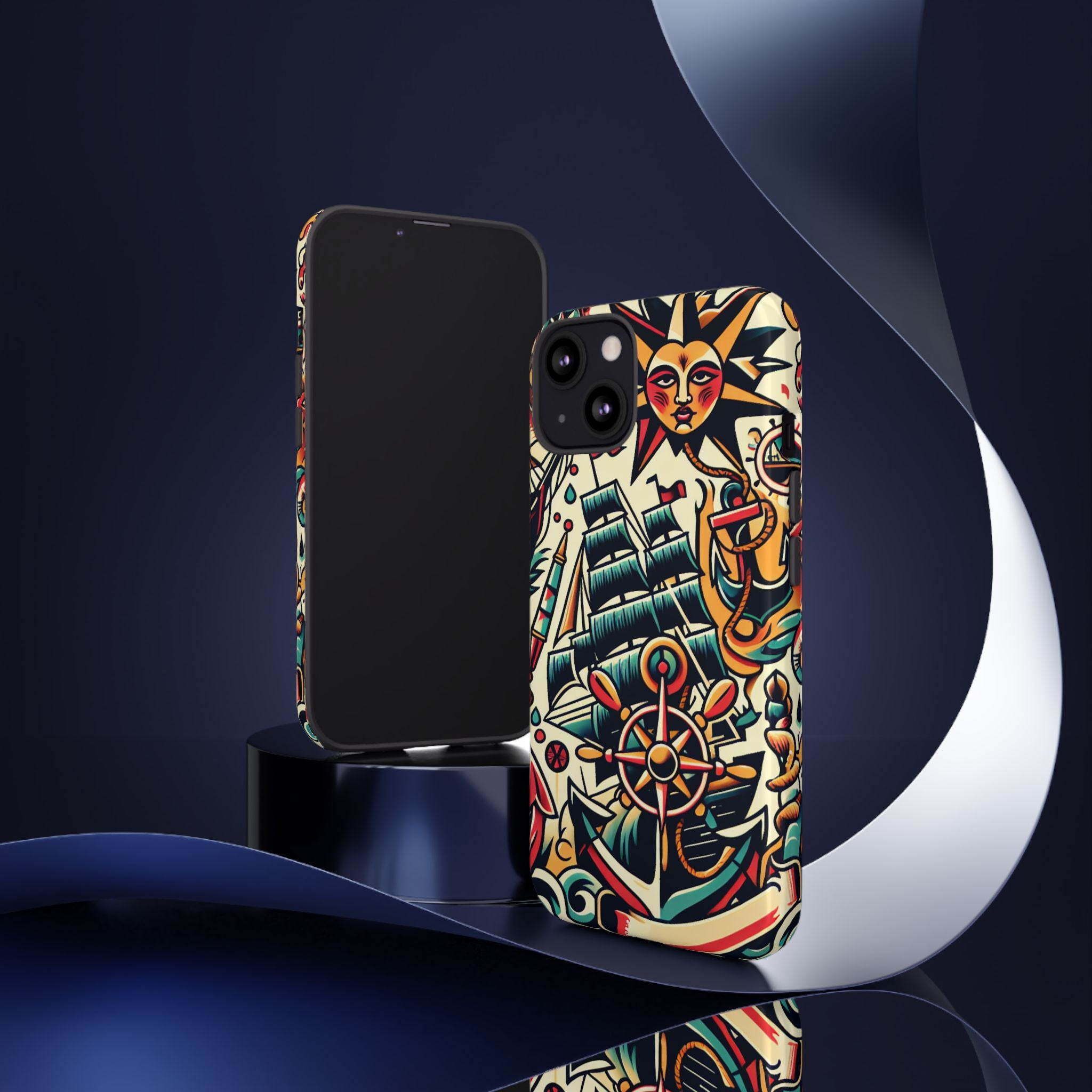 Tattoo-Inspired Phone Case - Nautical Adventure Design, Unique Gift, Sailor Style, Sea Lover Accessory, Artistic Protection